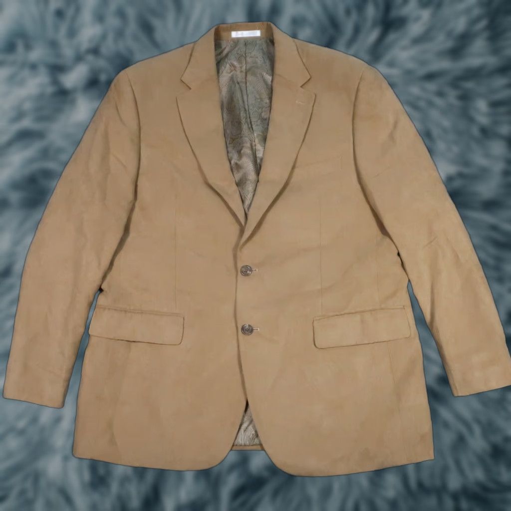 Chaps VINTAGE Chaps Blazer Jacket Single-Breasted Two-Button Notch Lapel Brown 42R Mens Wool Suede, Big & Tall, Solid Pattern, Formal Coat, 1 Piece, EUC Size 42R - 1 Thumbnail