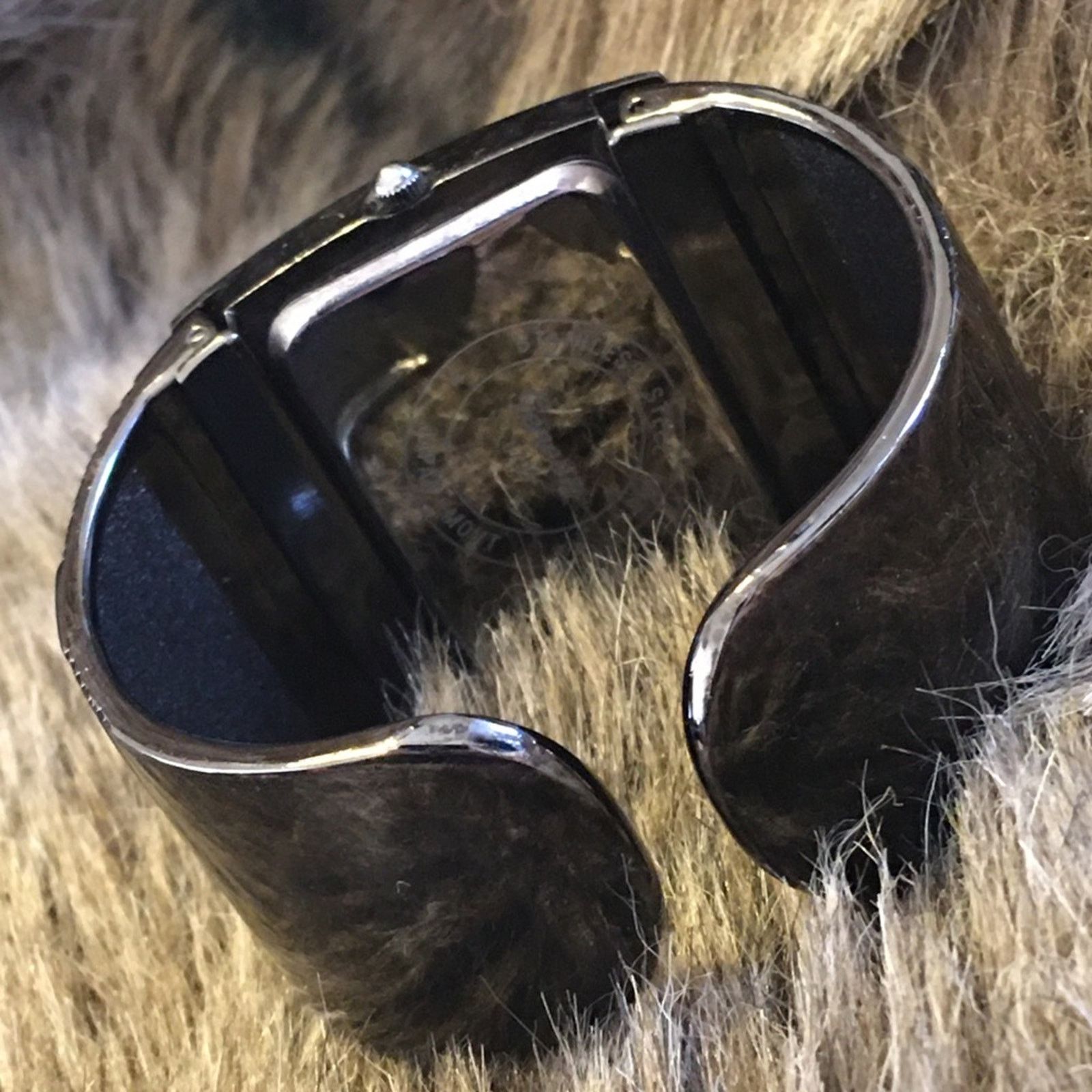 Jewelry Ladies Geneva Platinum black chrome cuff watch Size ONE SIZE - 6 Thumbnail