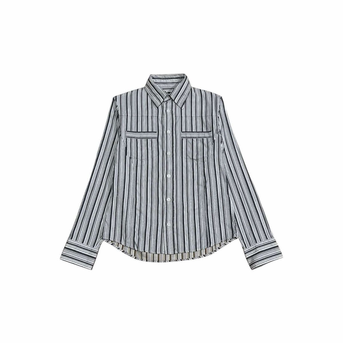 Issey Miyake × Japanese Brand × Tete Homme 🔥Vintage Tete Homme By Issey Miyake Striped Shirt Size US M / EU 48-50 / 2 - 3 Thumbnail