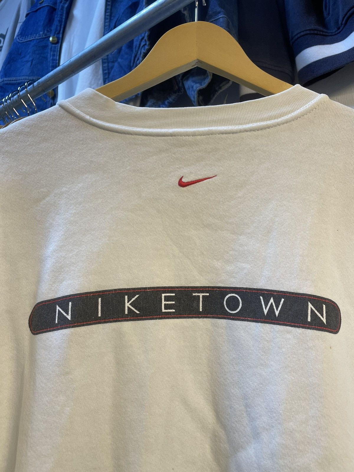image of Nike Town 90's Sweatshirt Crewneck Sweater in White, Men's (Size Large)