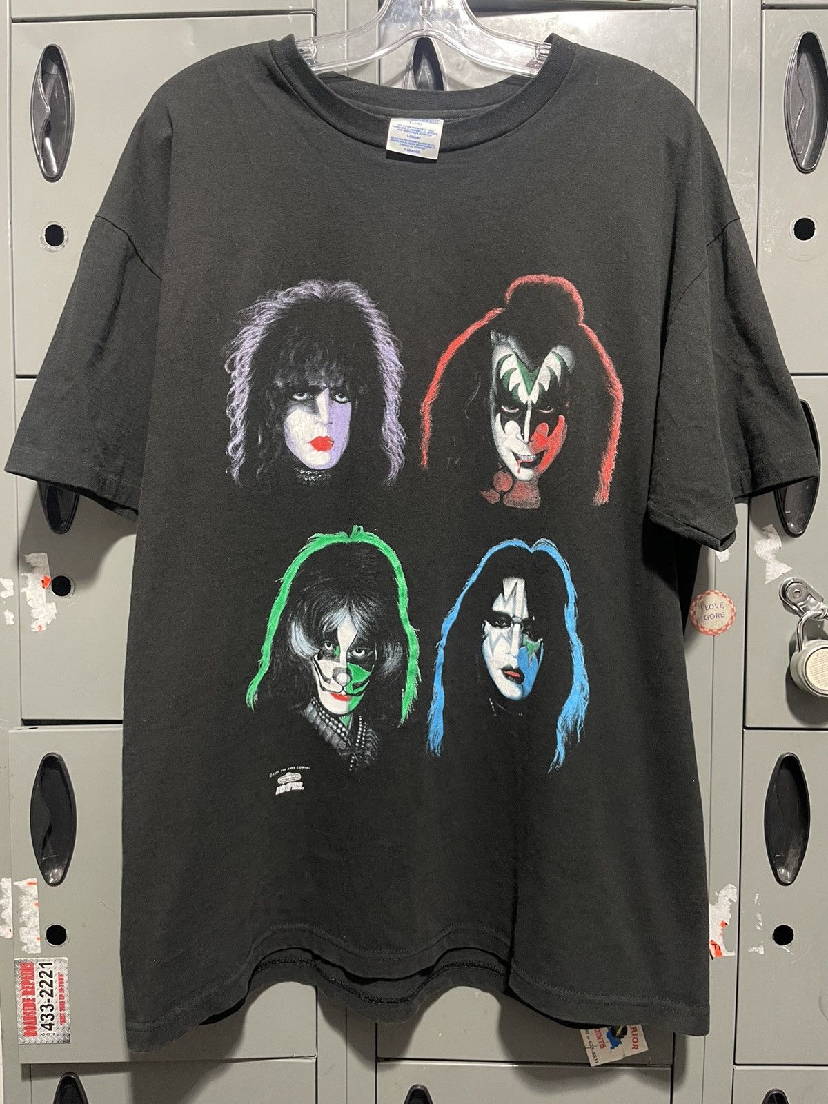 image of Band Tees x Kiss 1991 Kiss Band Tee 90's Classic Rock Glam Metal 4 Faces in Black, Men's (Size XL)