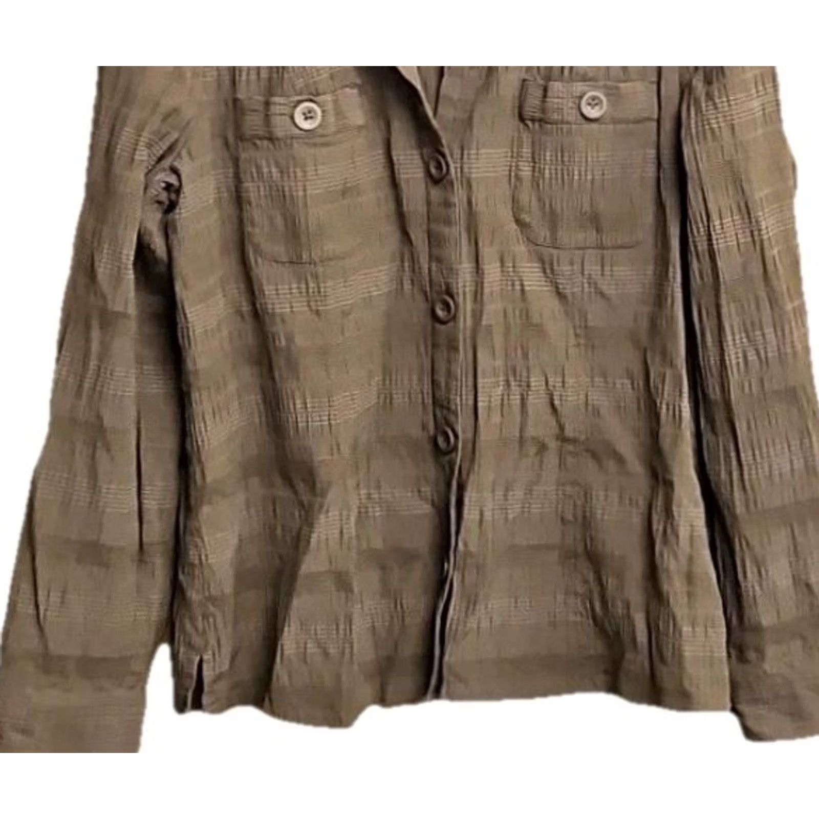 Vintage Christopher & Banks Stretch Utility Layering Shirt Women’s XL Brown Button Up Size XL / US 12-14 / IT 48-50 - 4 Thumbnail
