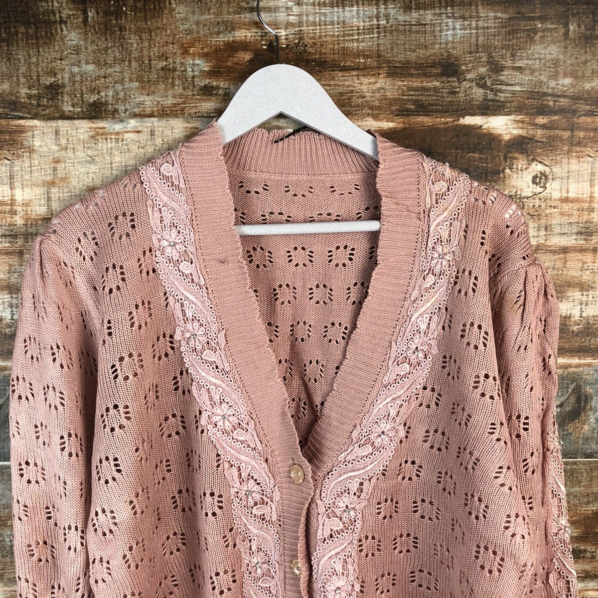 Homespun Knitwear × Japanese Brand × Vintage DL Japan vintage Pink Cardigan Knitwear #C463 Size M / US 6-8 / IT 42-44 - 4 Thumbnail
