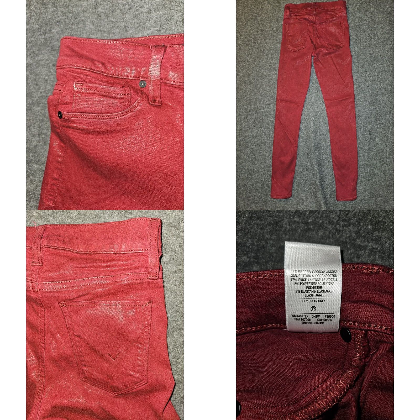 Hudson Hudson Nico Super Skinny Jeans Juniors Low Rise Red Stretch City Casual Womens Size 42" / US 20 - 8 Thumbnail