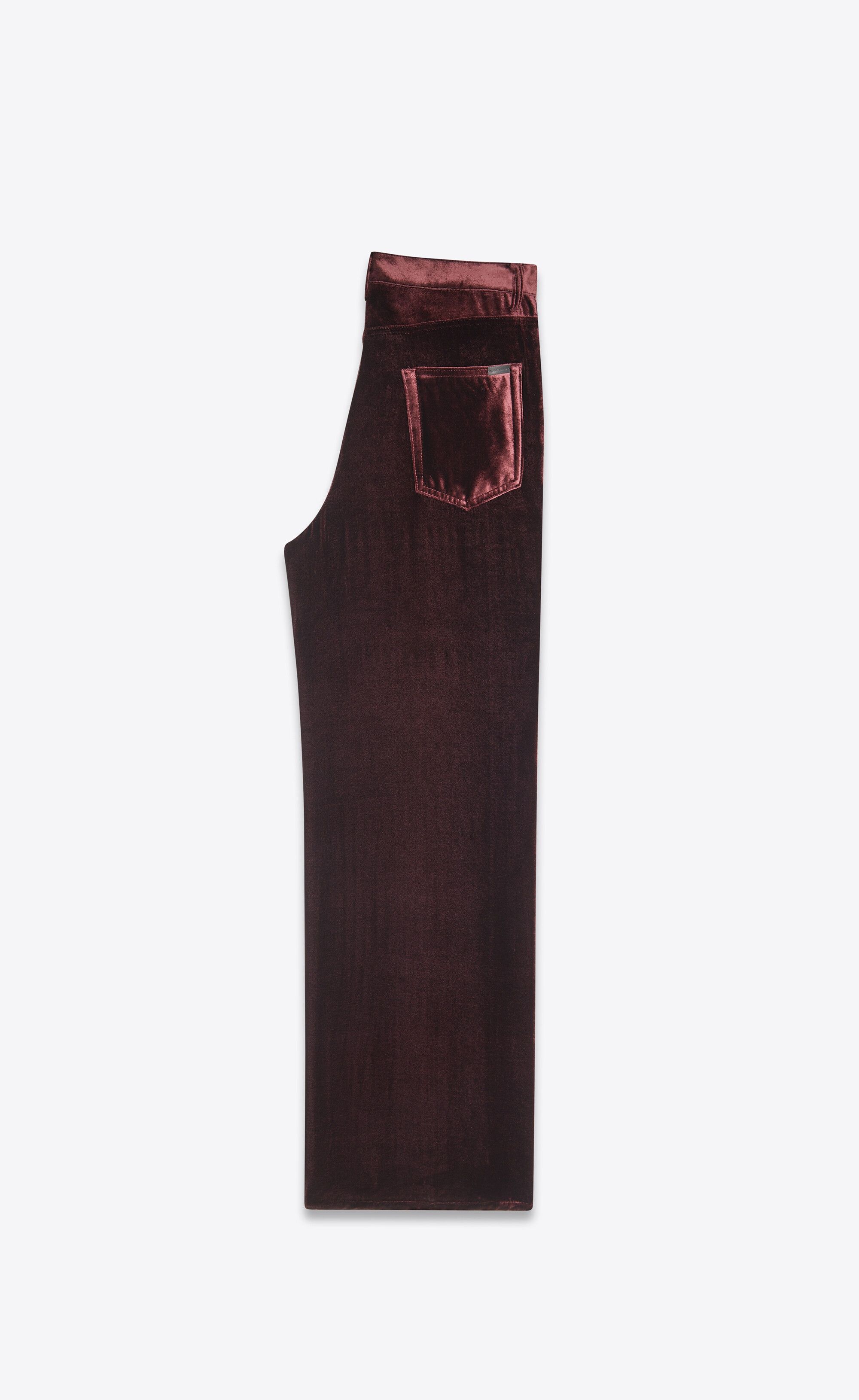 Saint Laurent Paris o1bcso1str1124 Wide Leg Pants in Velvet in Burgundy Size US 27 - 2 Thumbnail