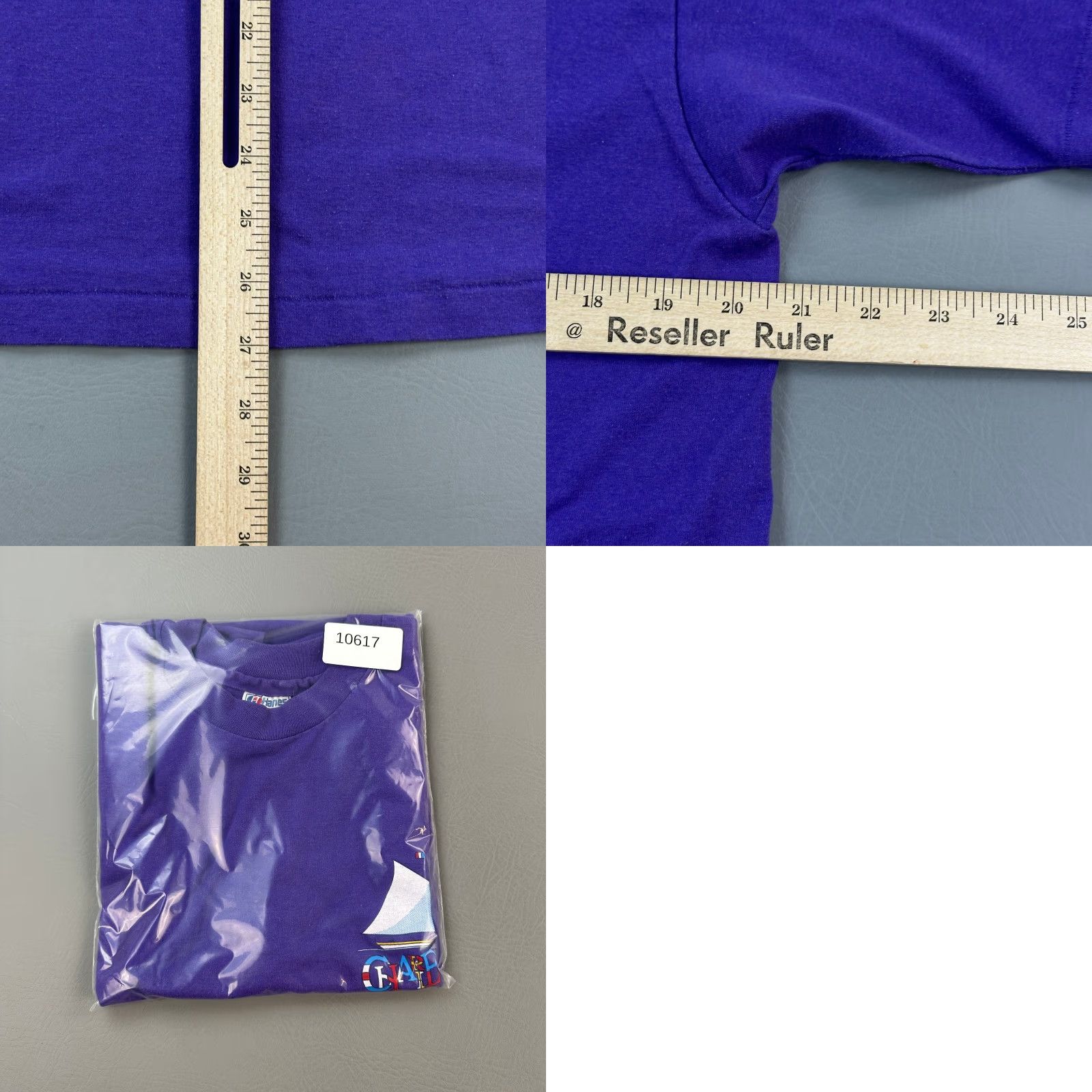 Hanes VINTAGE Hanes Fifty Fifty Shirt Mens Large Charleston Sailboat Single Stitch USA Shirt Mens Large Purple 90s Art Classic Retro USA Mens Size US L / EU 52-54 / 3 - 8 Thumbnail