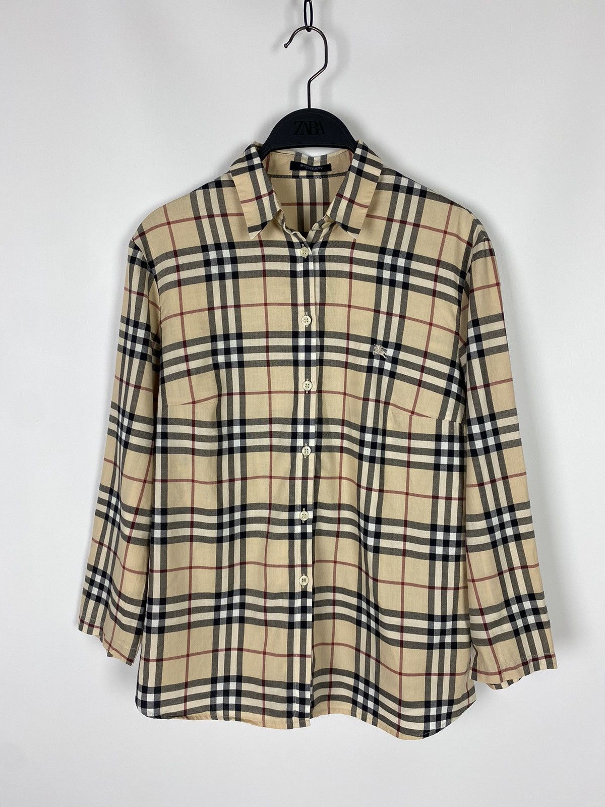 Burberry 1990s Vintage Burberry London Nova Check 3/4 Button Up Shirt Size L / US 10 / IT 46 - 1 Thumbnail