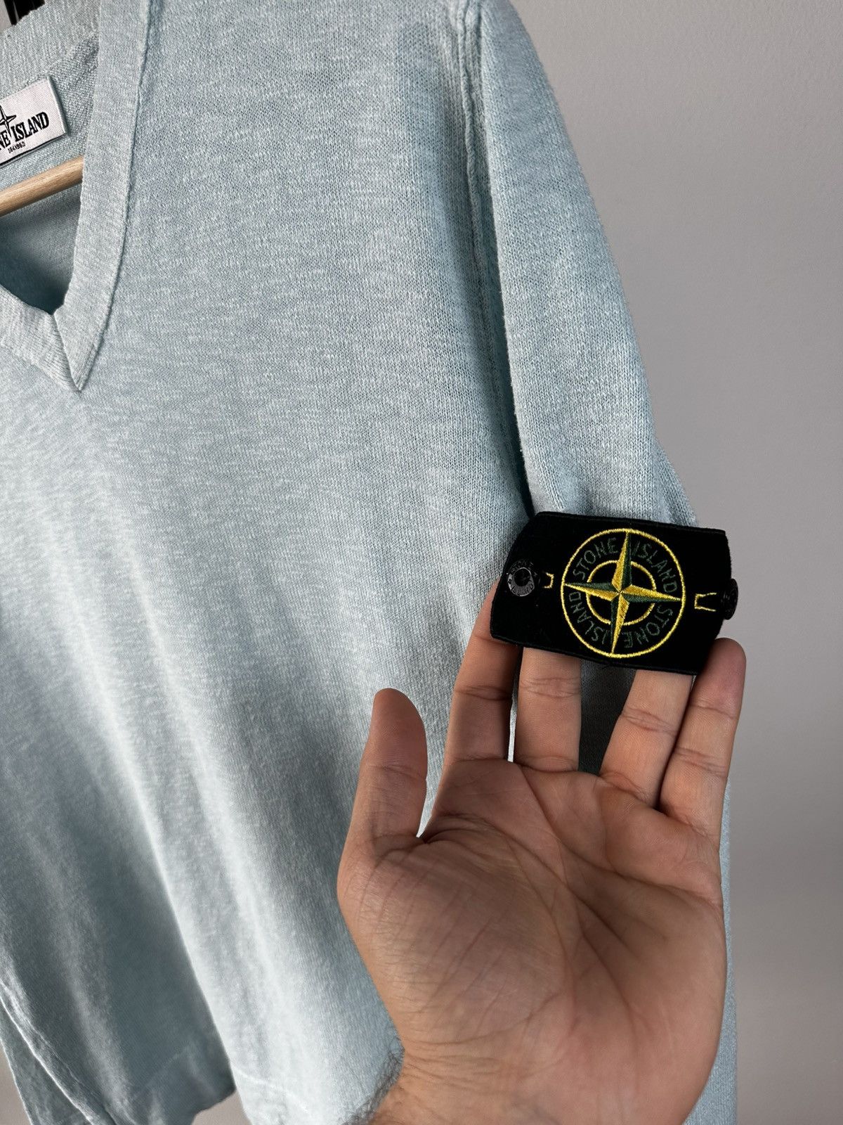 Stone Island Stone Island V-neck Knit Sweater Blue Patch Pullover Size US M / EU 48-50 / 2 - 3 Thumbnail