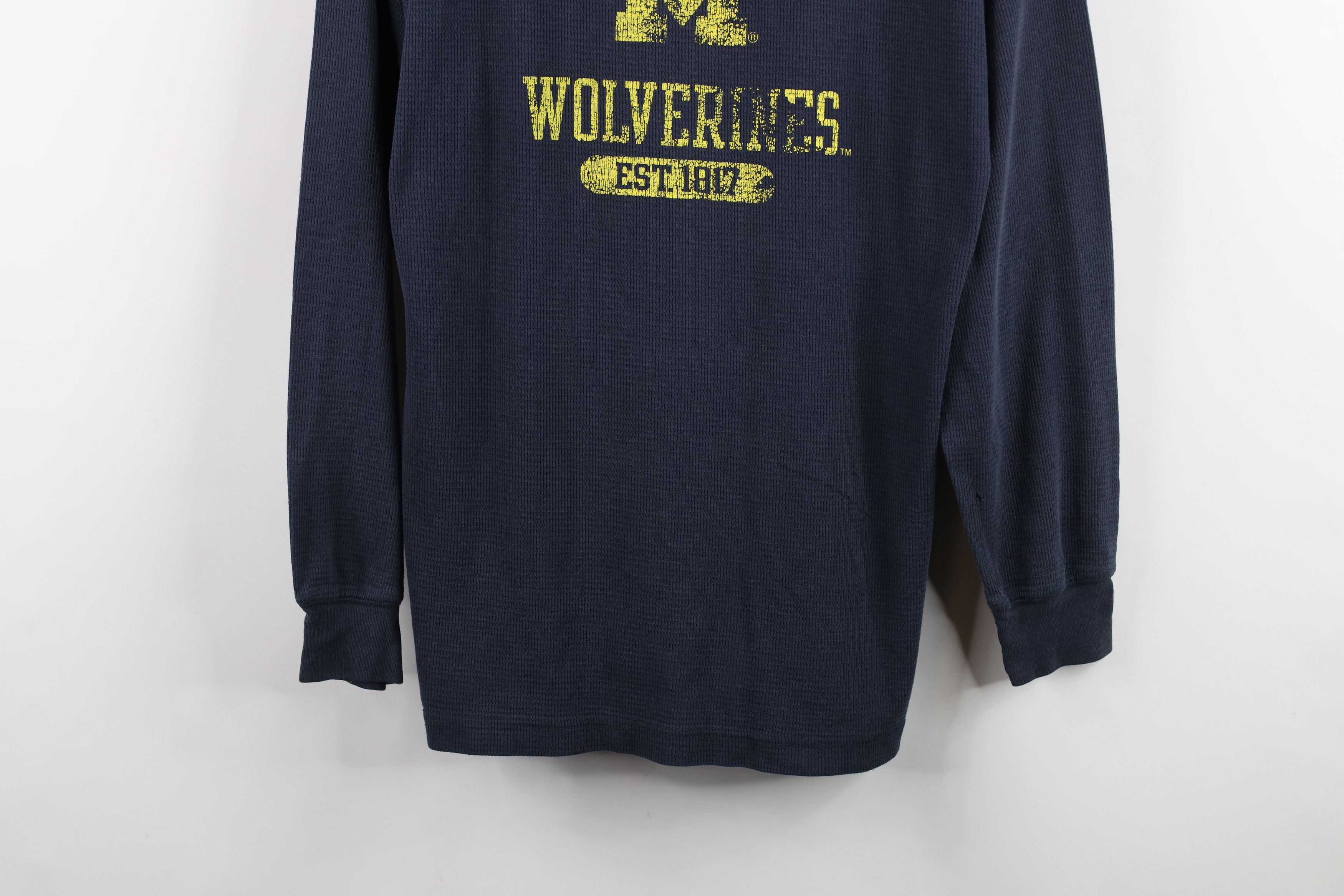 Vintage Vintage 90s University of Michigan Waffle Knit T-Shirt Size US L / EU 52-54 / 3 - 3 Thumbnail