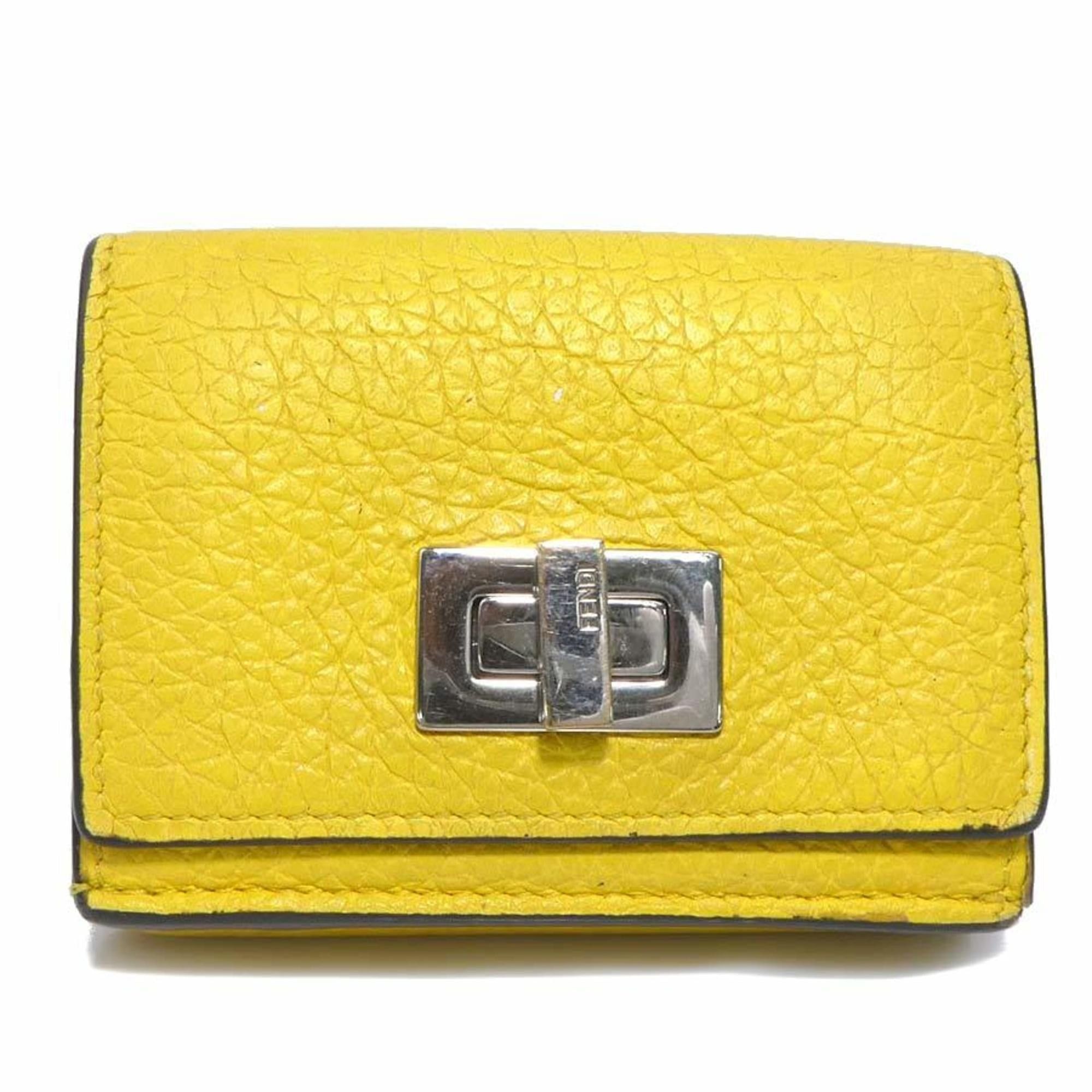 Fendi Fendi Peekaboo Tri-fold Wallet in Yellow Leather, Unisex, 8M0426-A91B (h31852a) Size ONE SIZE - 1 Thumbnail
