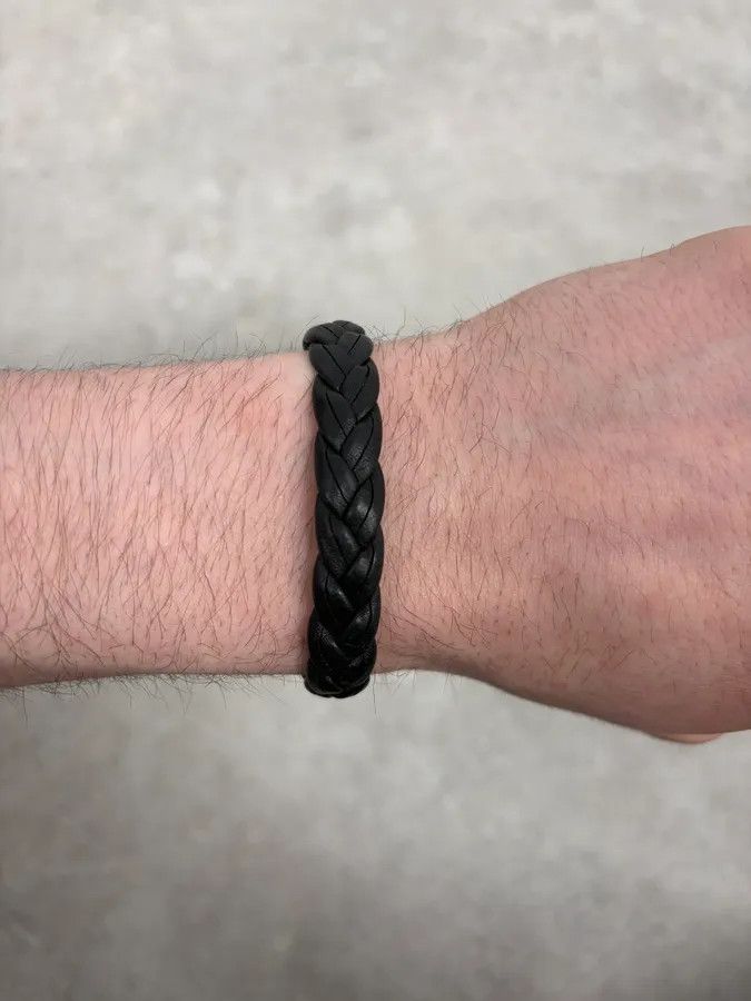Gucci 2000s Gucci Silver & Leather Woven Bracelet Size ONE SIZE - 3 Thumbnail