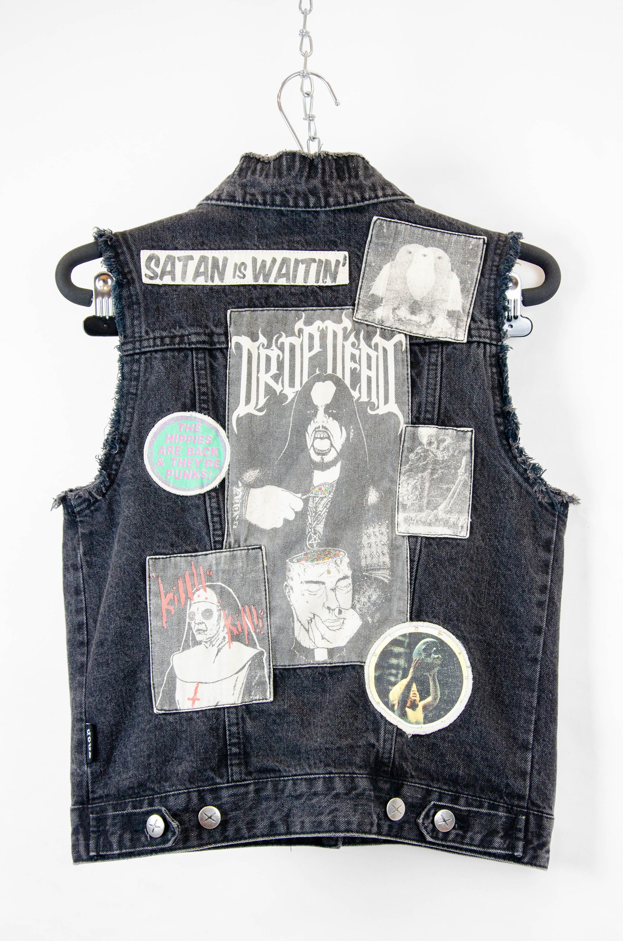 Drop Dead Clothing Drop Dead Punk Denim Vest – Size M Size M / US 6-8 / IT 42-44 - 2 Thumbnail