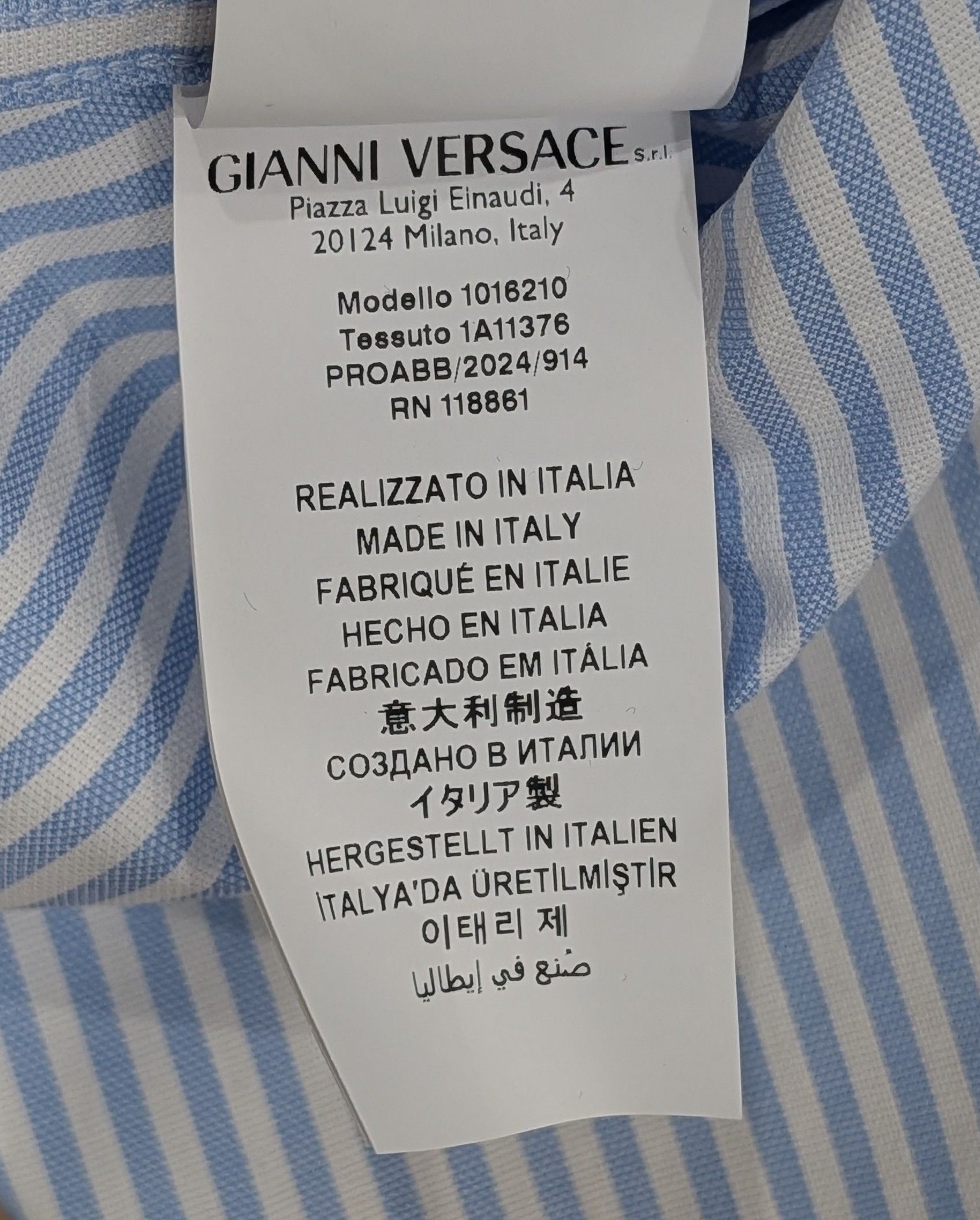 Versace VERSACE Striped LS Button Up Shirt Light Blue 50 Size US M / EU 48-50 / 2 - 7 Thumbnail