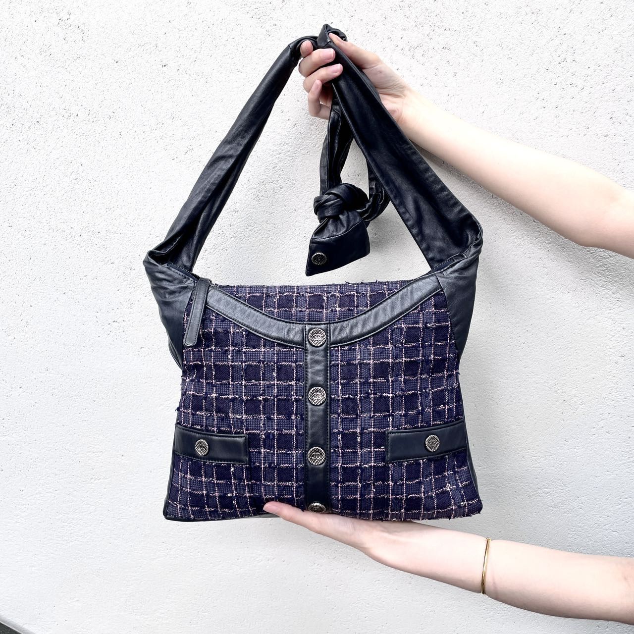 Chanel Chanel 2015Ss Collection Girl Purple Tweed Black Lump Skin Leather Size ONE SIZE - 1 Thumbnail