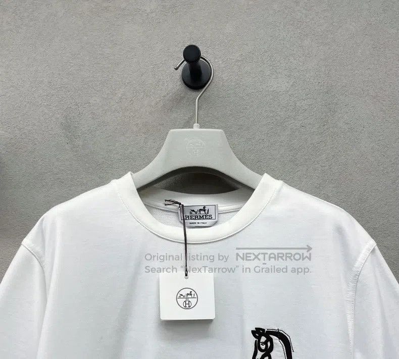 Hermes Hermes White logo print crewneck short-sleeve Size M / US 6-8 / IT 42-44 - 5 Thumbnail