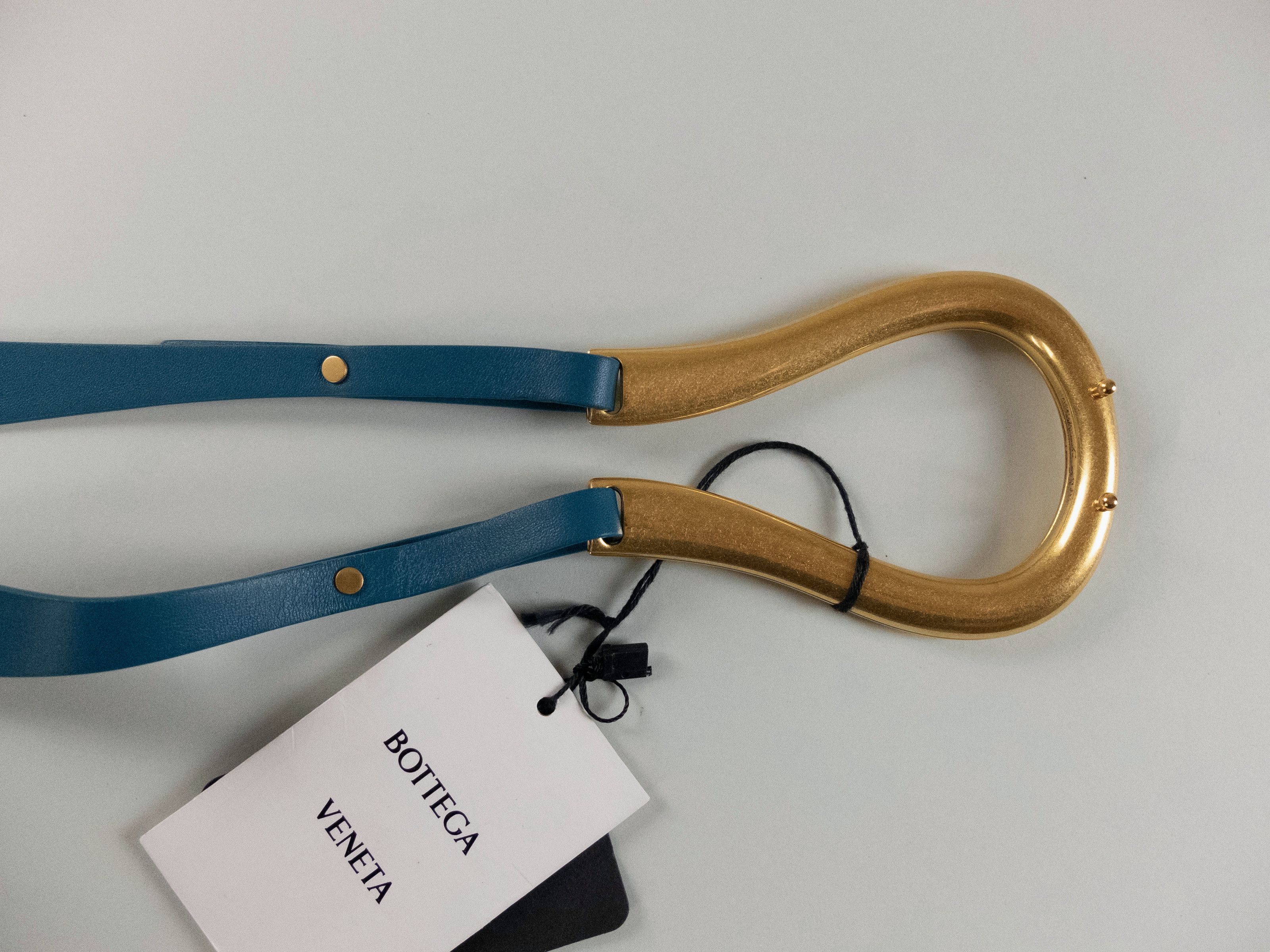 Bottega Veneta BOTTEGA VENETA petrol blue horseshoe buckle belt Large Size ONE SIZE - 4 Thumbnail
