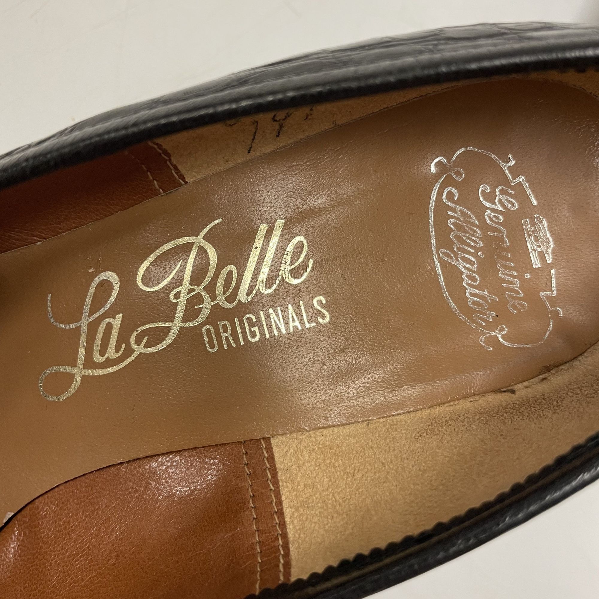 Other Vintage 60's La Belle Women Black Genuine ALLIGATOR Skin Hee Size US 6 / IT 36 - 5 Thumbnail