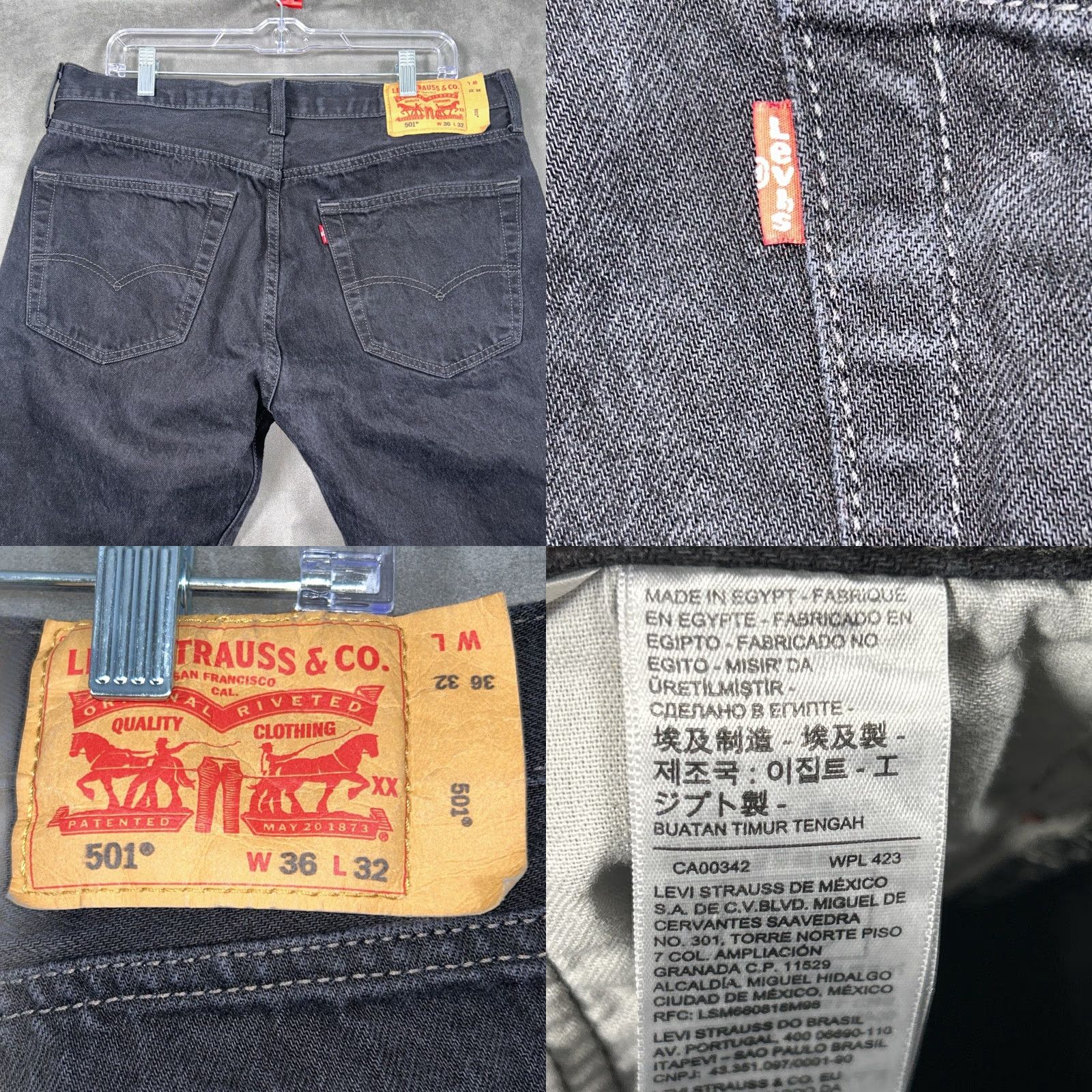 Levi's Levi’s 501 Jeans Mens Regular 34x30 Black Denim Straight Leg Button Fly 5-Pocket USA Vintage No Size US 34 / EU 50 - 8 Thumbnail