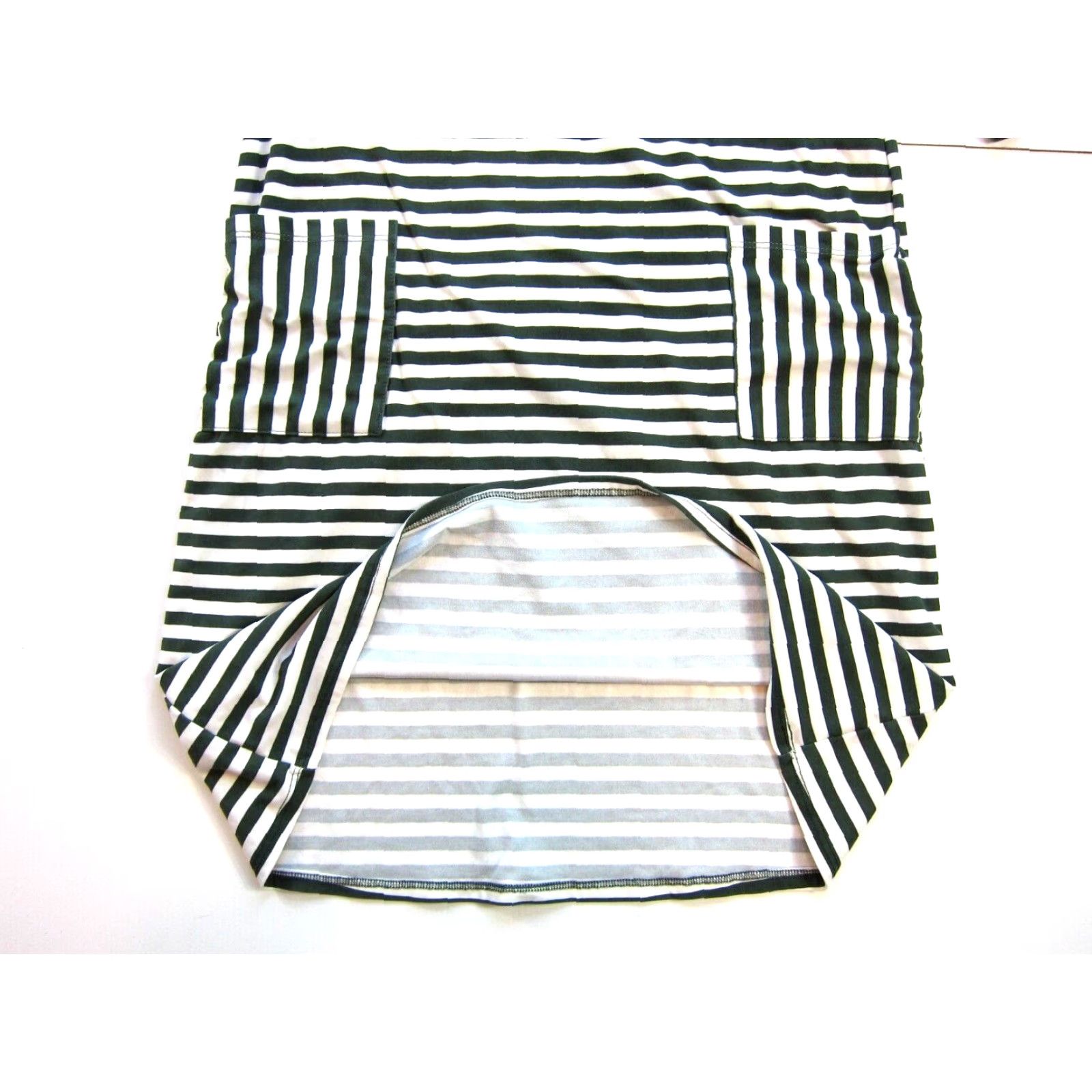 Vintage Orange Creek Dress Green Ivory Stripe Stretch Pocket Ruffle Sleeve Shift Small Size S / US 4 / IT 40 - 7 Thumbnail