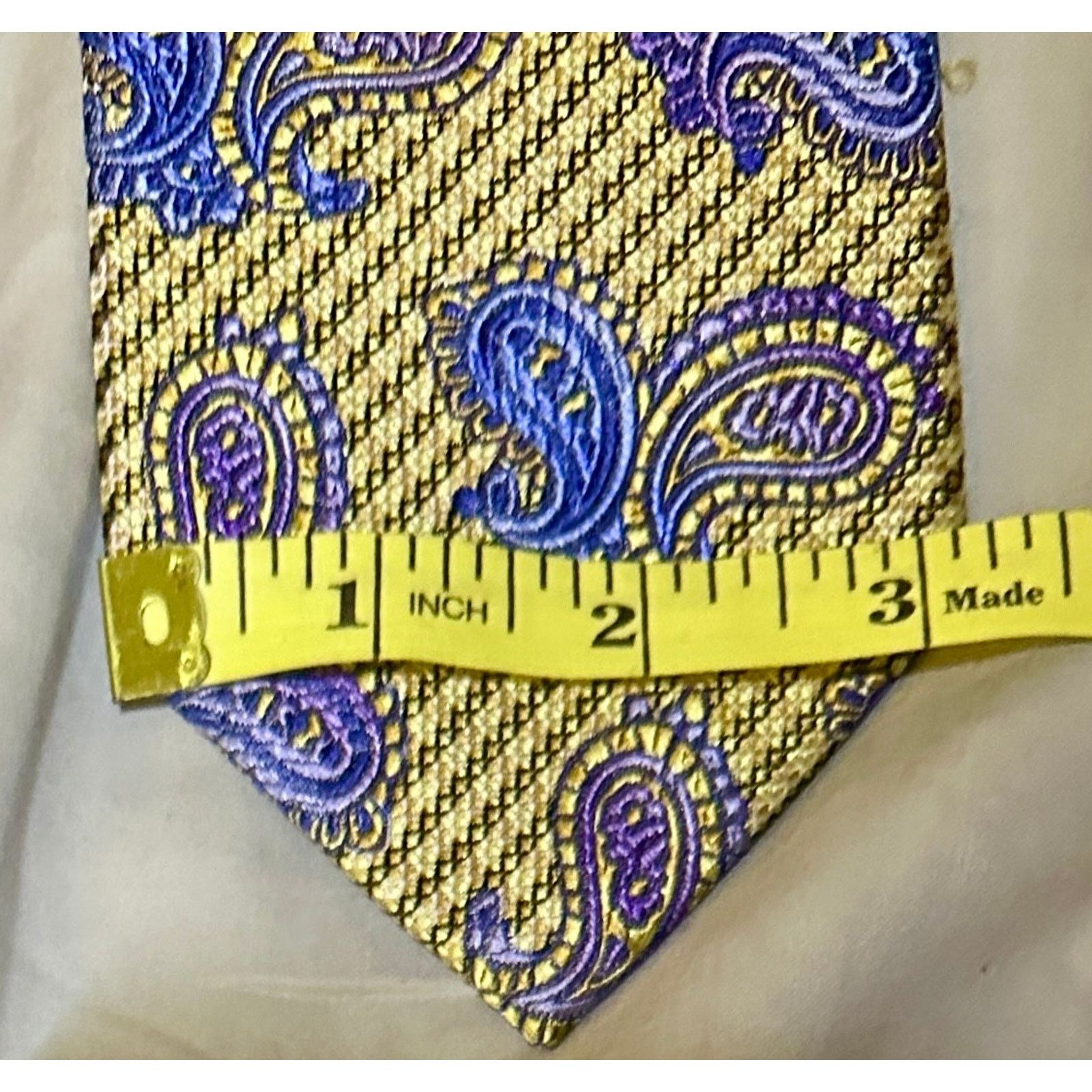 Other 3 Silk Ties Blue Gold Paisley Silver Dot Cream Medallion Size ONE SIZE - 3 Thumbnail