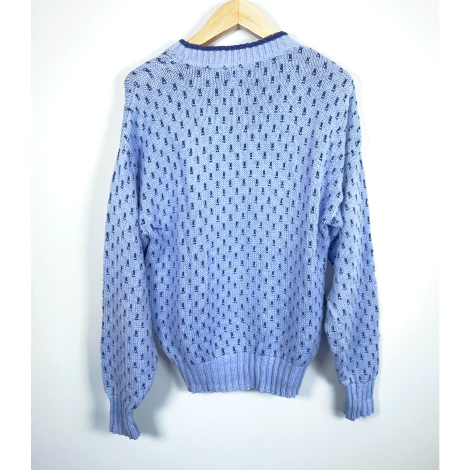 Vintage VINTAGE Boat House Row Sweater Men's Medium Blue Geometric Chunky Knit Crew Neck Pullover Casual 90s Dad Hipster Retro Size US M / EU 48-50 / 2 - 2 Thumbnail