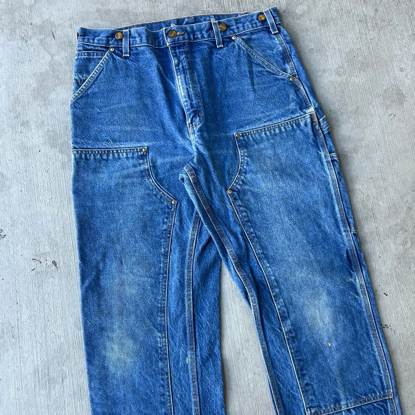 Carhartt × Vintage Carhartt faded denim blue jean double knee carpenter pants Size US 35 - 2 Thumbnail