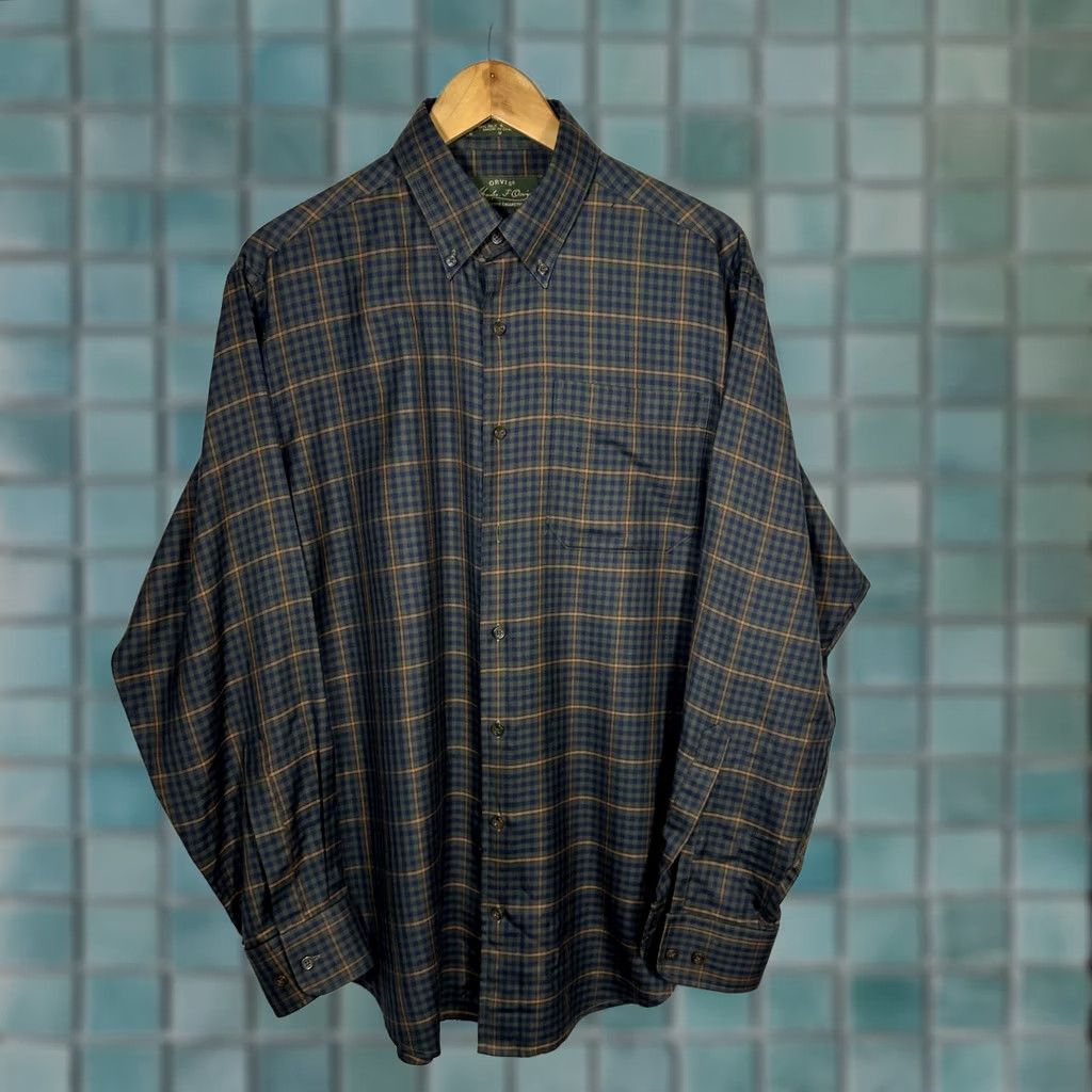 Orvis Orvis Signature Collection Mens Plaid Shirt Green Blue M Button Down Silk Wool Size US M / EU 48-50 / 2 - 1 Thumbnail