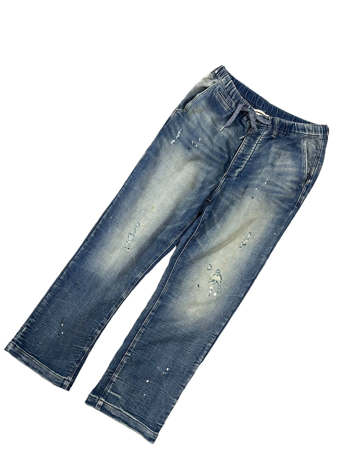 Japanese Brand Oblekt Japan Paint Splatter Ezy Denim Style Distressed Pants Size US 31 - 9 Thumbnail