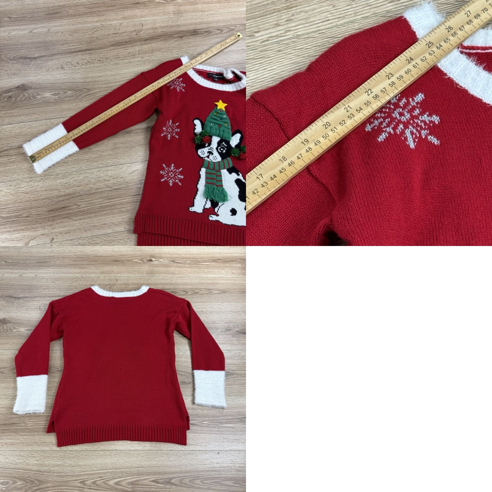 Vintage VINTAGE 33 Degrees Christmas Sweater, Womens Medium Holiday Ugly Sweater Red Pug Dog Size M / US 6-8 / IT 42-44 - 8 Thumbnail