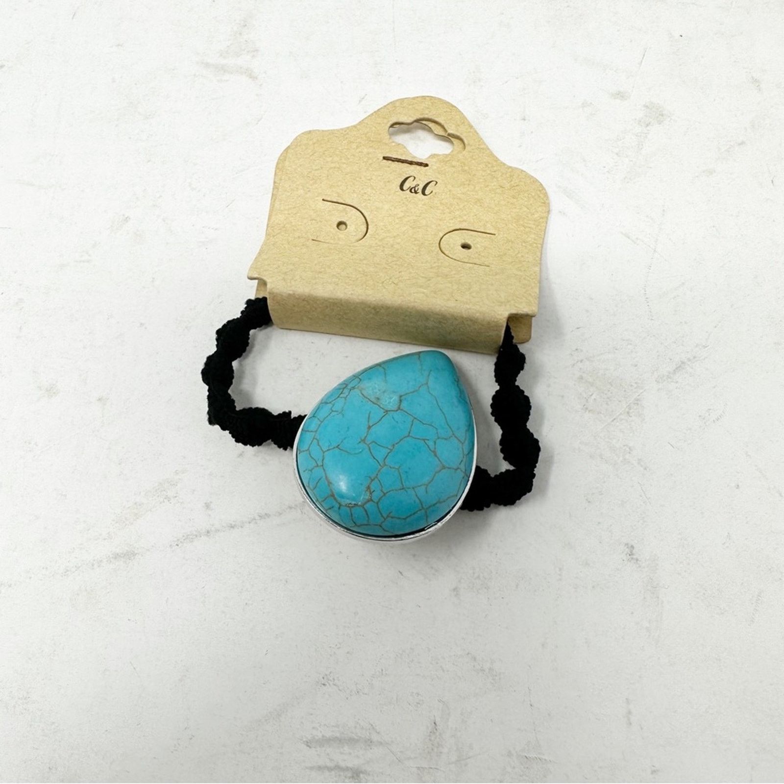 Tibi Western Turquoise Teardrop Ponytail Holder NWT Size ONE SIZE - 3 Thumbnail