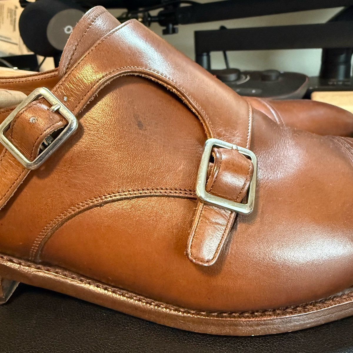 Meermin Meermin Double Monk Strap – Tan Calf – UK 10 / US 11D Size US 11 / EU 44 - 9 Thumbnail