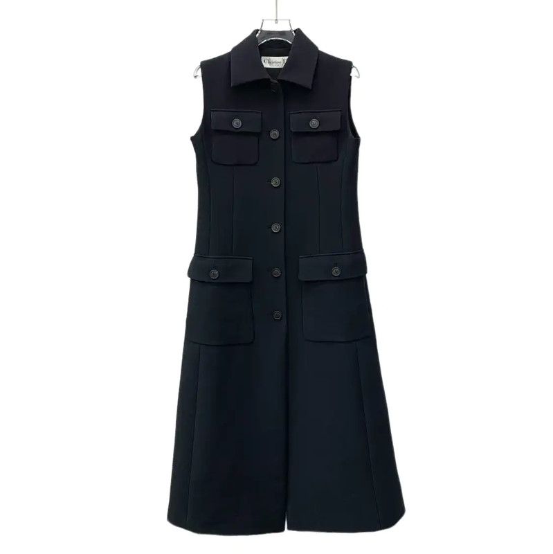 Dior Dior Black Wool Sleeveless Dress for Women 0089 Size XS / US 0-2 / IT 36-38 - 1 Thumbnail