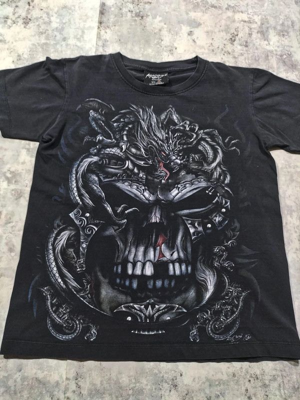 vtg balenciaga ken carson type dragon skull tshirt edgy emo