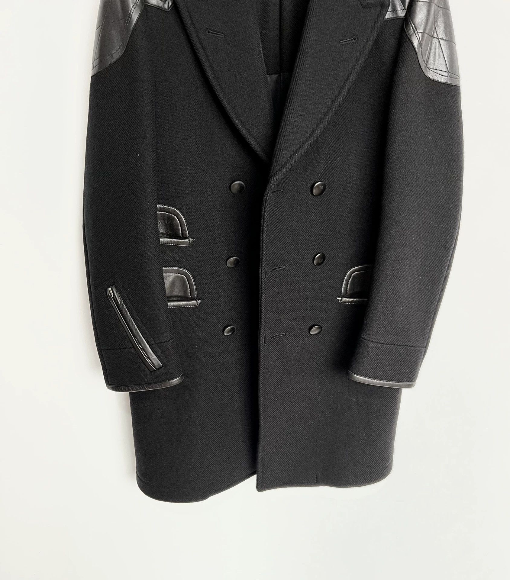 Saint Laurent Paris Saint Laurent SLP Wool Leather Trim Double-Breasted Coat 46 Size US S / EU 44-46 / 1 - 7 Thumbnail