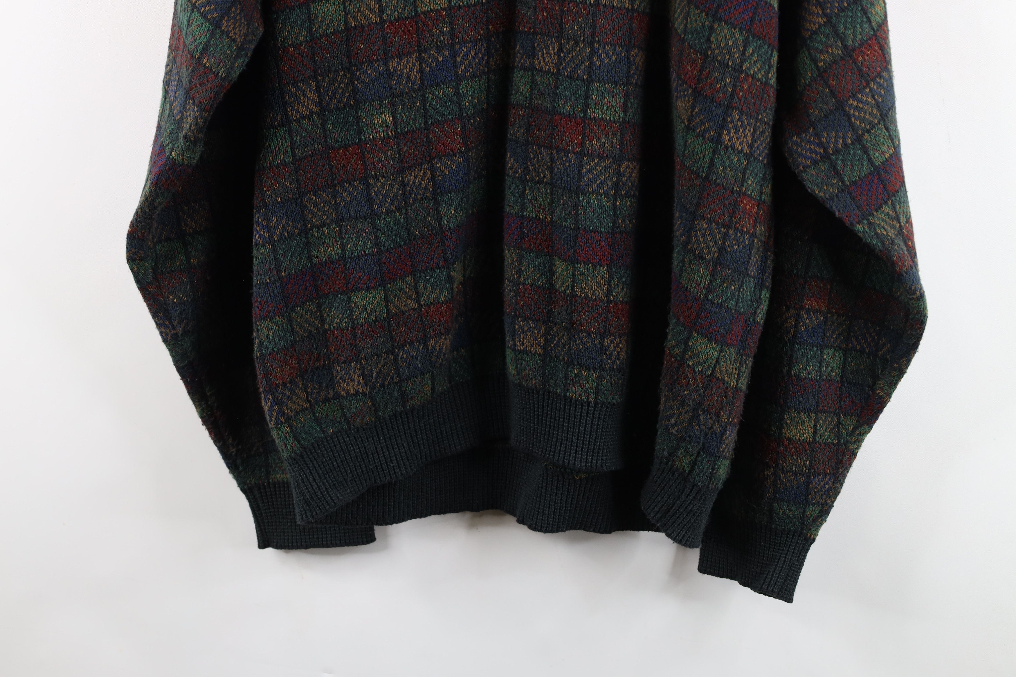 Vintage Vintage 90s Streetwear Rainbow Checkered Knit Sweater USA Size US XL / EU 56 / 4 - 10 Thumbnail