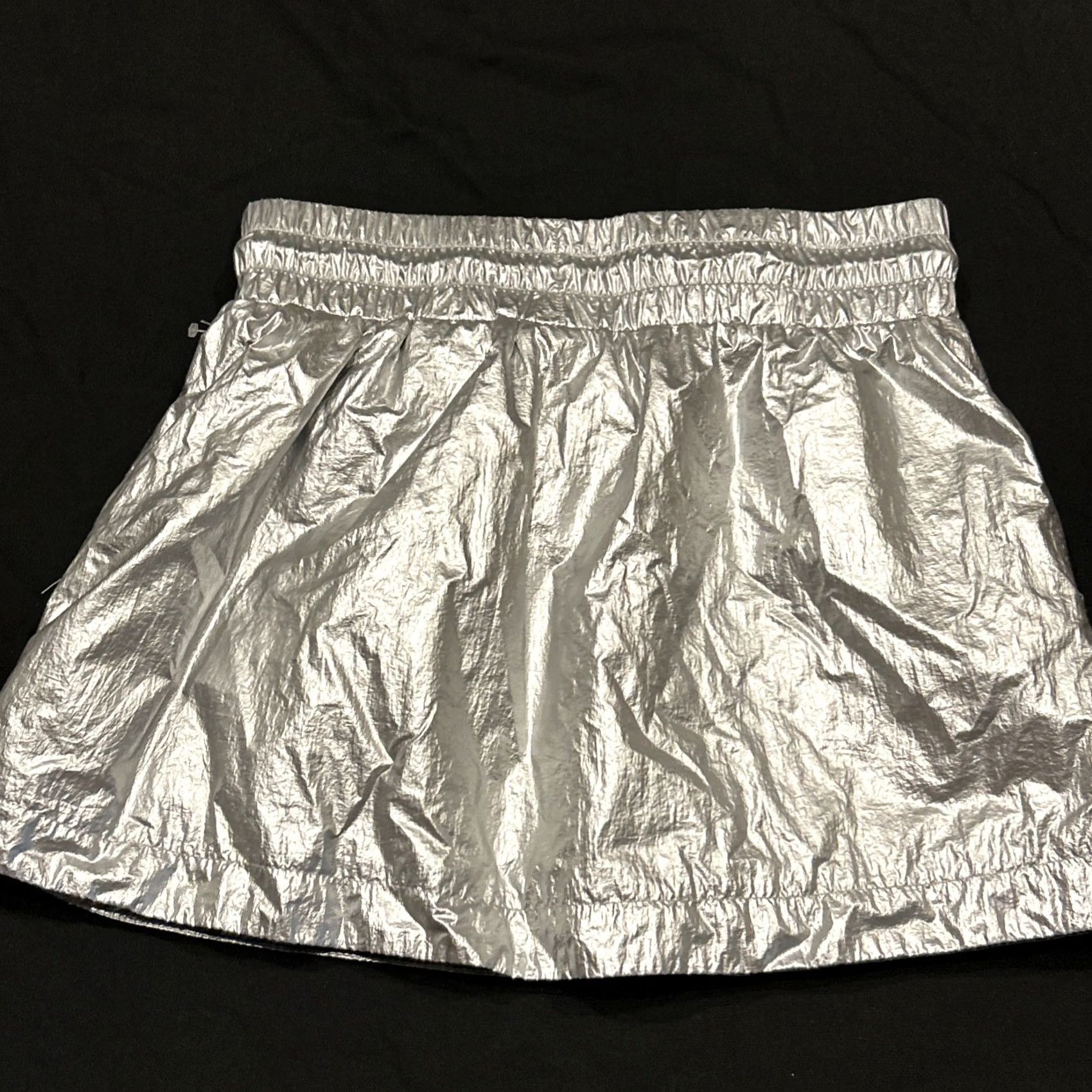 H&M H&M x Justine Skye Mini Skirt Silver S Elastic Waist Drawstring Skye Casual Women Short Length 15” Size 28" / US 6 / IT 42 - 4 Thumbnail