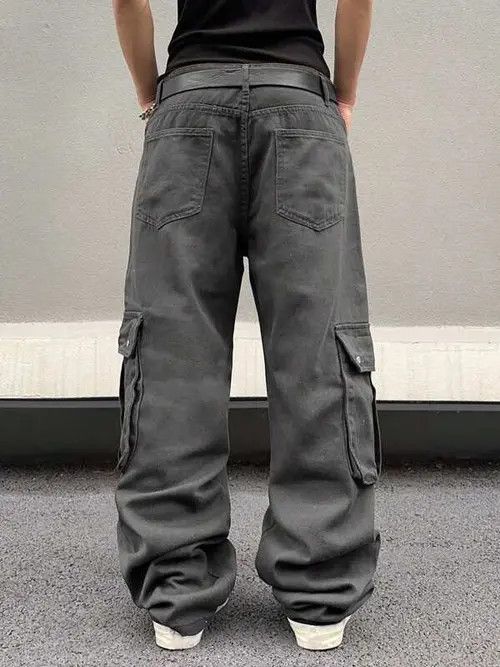 Japanese Brand Graphic Baggy Drip Drill Cargo Size US 33 - 4 Thumbnail