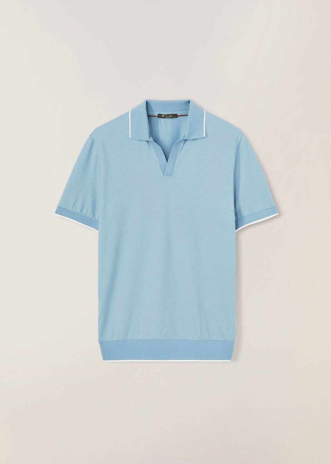 Loro Piana o1w1db10125 FAN4593 Buttonless Polo Shirt in Light Blue Size US M / EU 48-50 / 2 - 1 Thumbnail