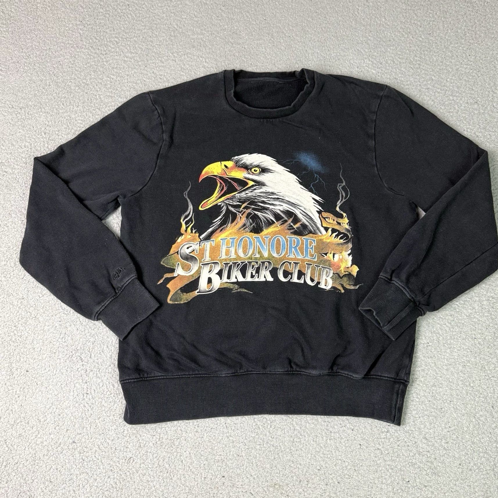 Eleven Paris VINTAGE Eleven Paris Sweatshirt Unisex Adults L Black Pullover Biker Club Eagle St. Honore - Size US L / EU 52-54 / 3 - 2 Thumbnail