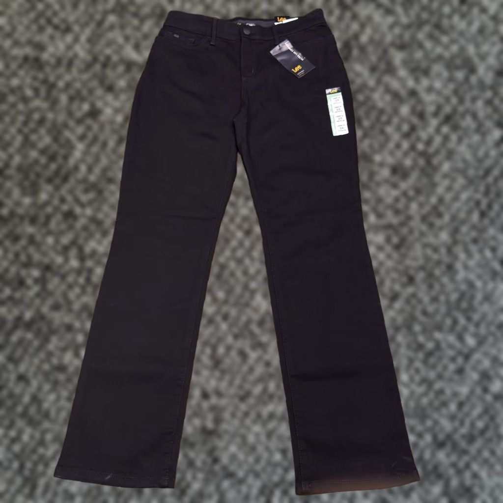 Lee Lee Jeans Womens 10 Medium Black Regular Straight Stretch Mid Rise 5-Pocket Denim NWT Size 32" / US 10 / IT 46 - 1 Thumbnail