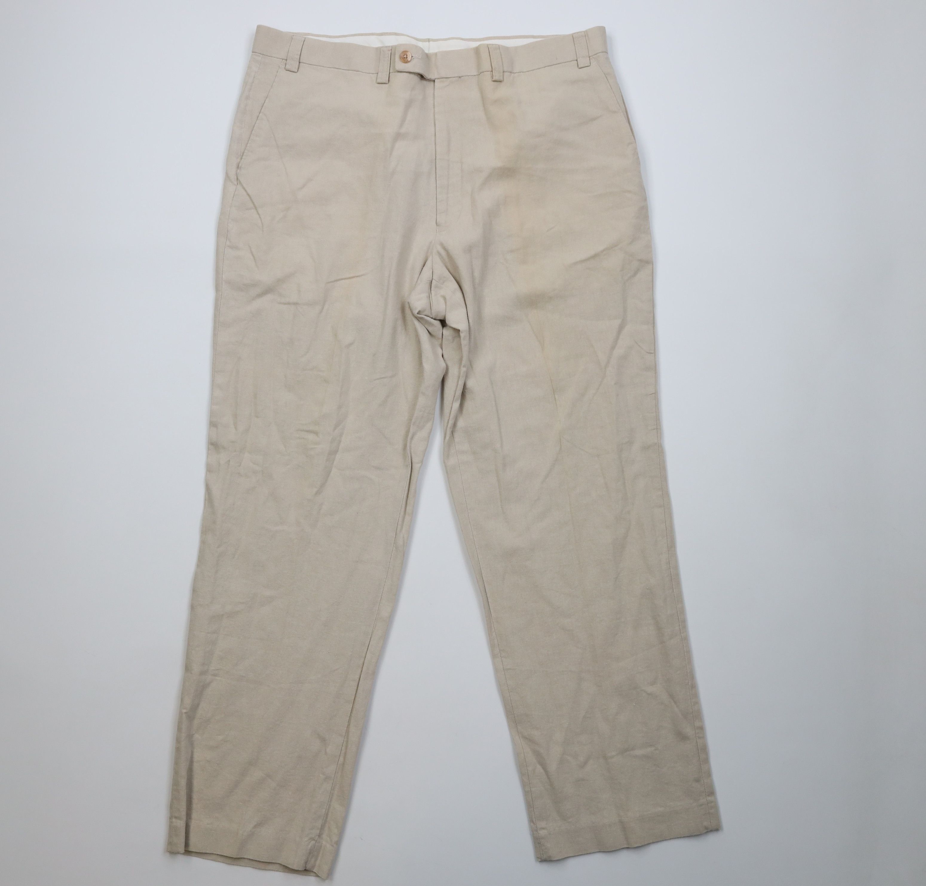 Vintage Vintage 90s Y2K Streetwear Linen Wide Leg Chino Pants Size US 38 / EU 54 - 1 Thumbnail