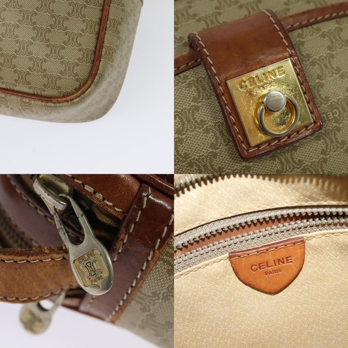 Celine CELINE Macadam Canvas Shoulder Bag Pvc Beige Gold Size ONE SIZE - 11 Thumbnail
