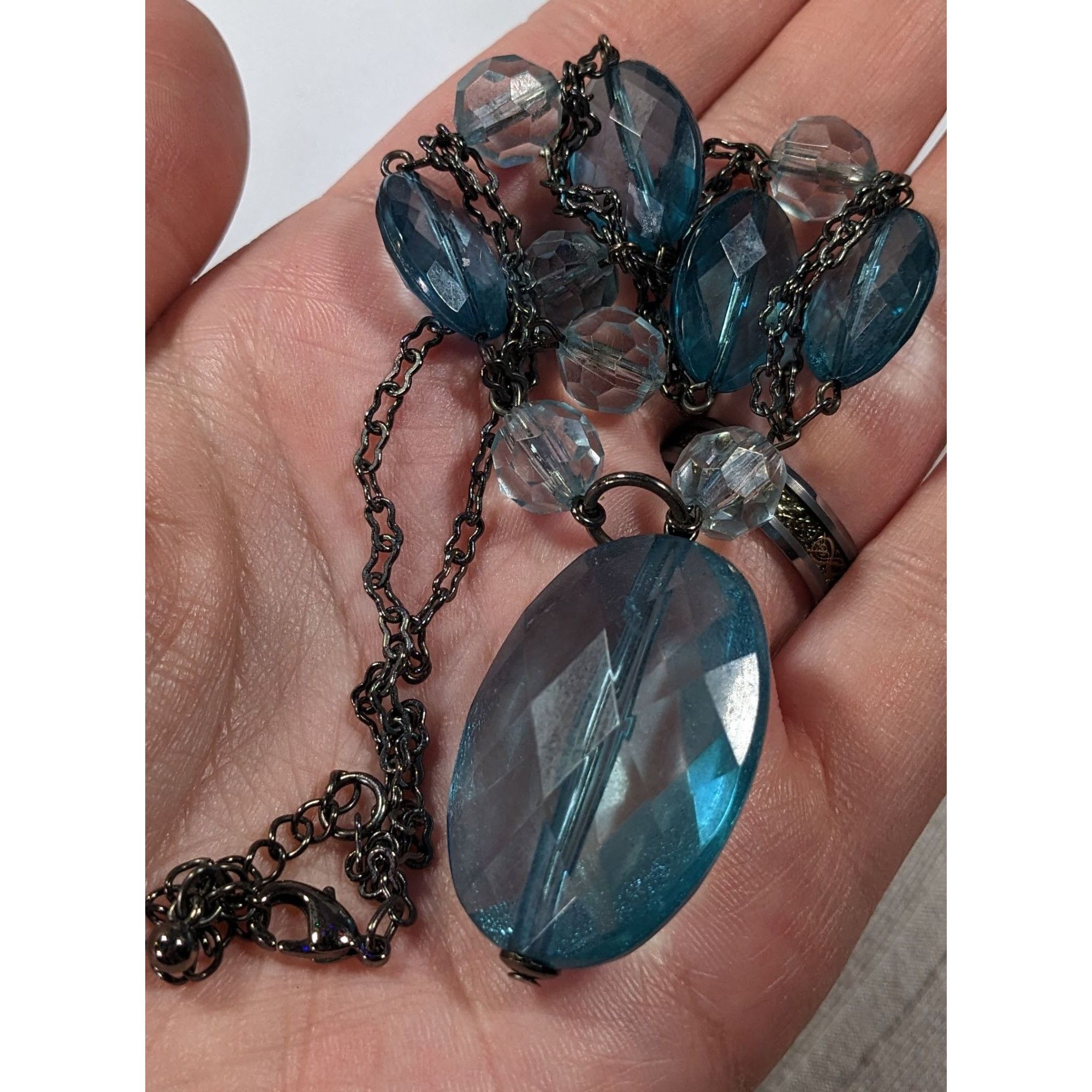 Other Translucent Blue Gemmed Beaded Pendant Necklace Size ONE SIZE - 5 Thumbnail