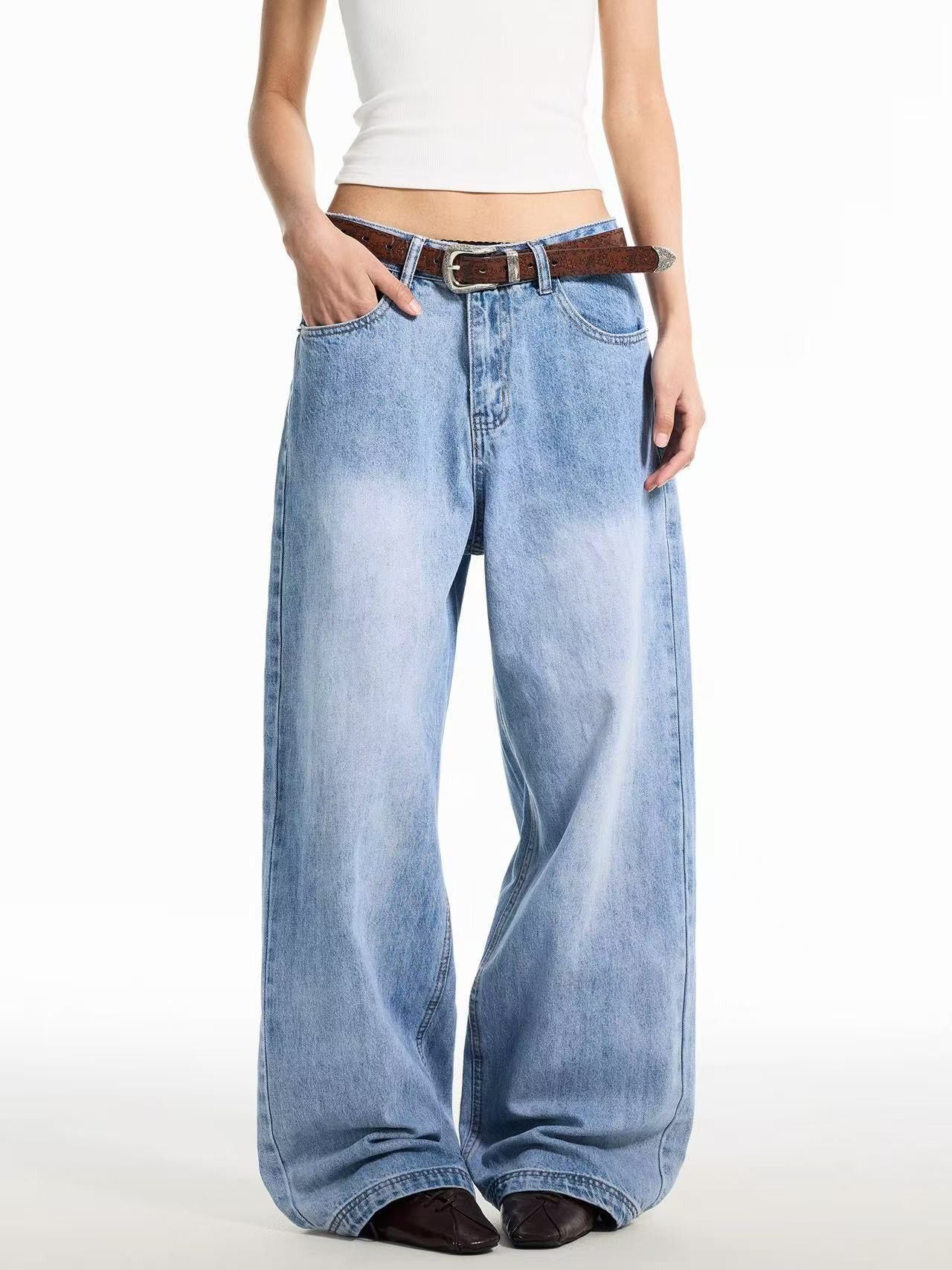 Vintage Retro washed cleanfit blue straight leg jeans for men Size US 32 / EU 48 - 1 Thumbnail