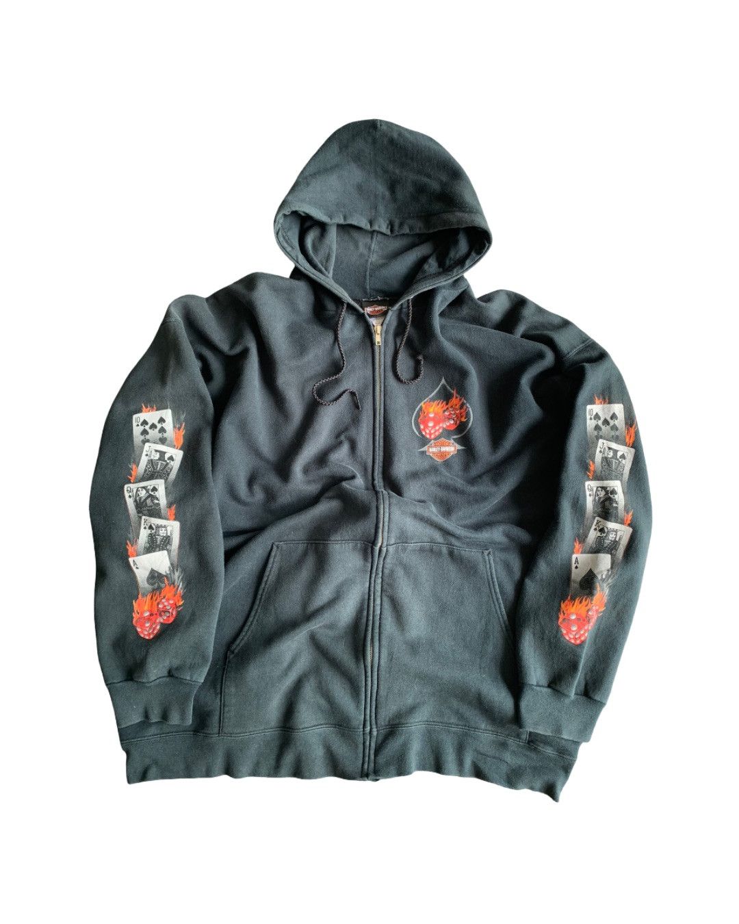 Harley Davidson 💎 Vintage Dice Cards Harley Davidson Zip Hoodie Size US XXL / EU 58 / 5 - 1 Thumbnail