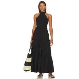REVOLVE LBLC Naomi Black Smocked Halter Maxi Dress Size XS / US 0-2 / IT 36-38 - 1 Thumbnail