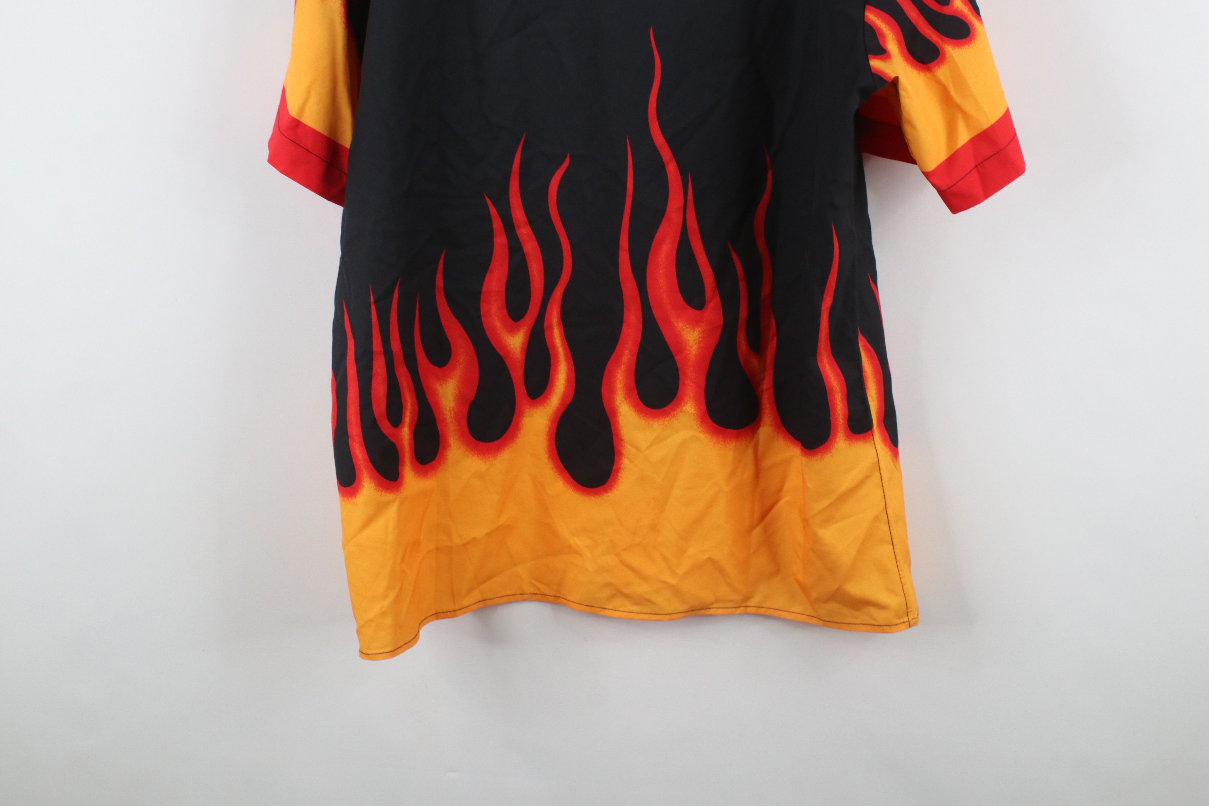 Vintage Vintage 90s Y2K Streetwear Fire Flames Collared Button Shirt Size US L / EU 52-54 / 3 - 10 Thumbnail