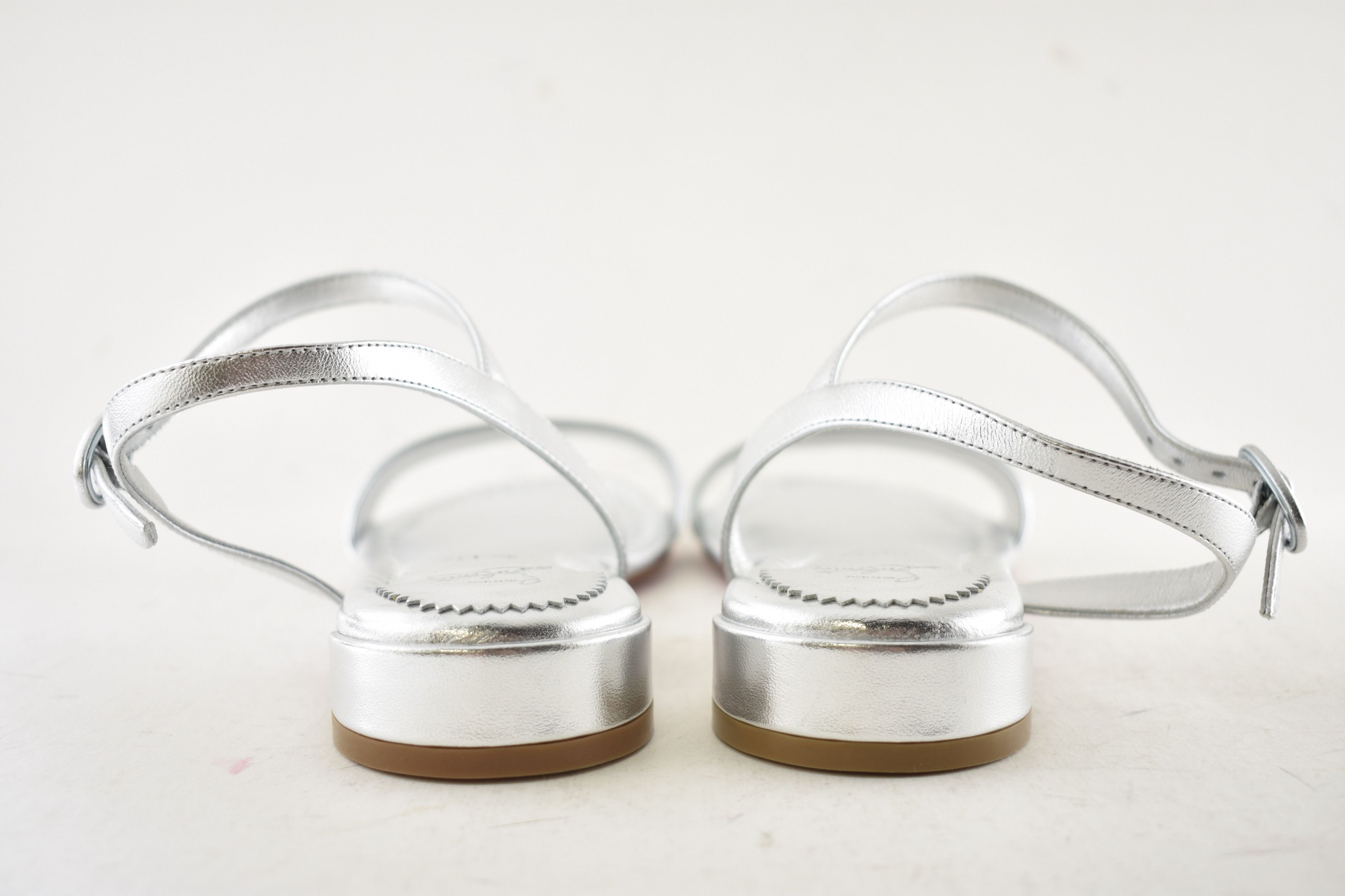 Christian Louboutin Sweet Jane Sandal Flat Silver Nappa Leather Ankle Strap 40.5 Size US 10.5 / IT 40.5 - 10 Thumbnail
