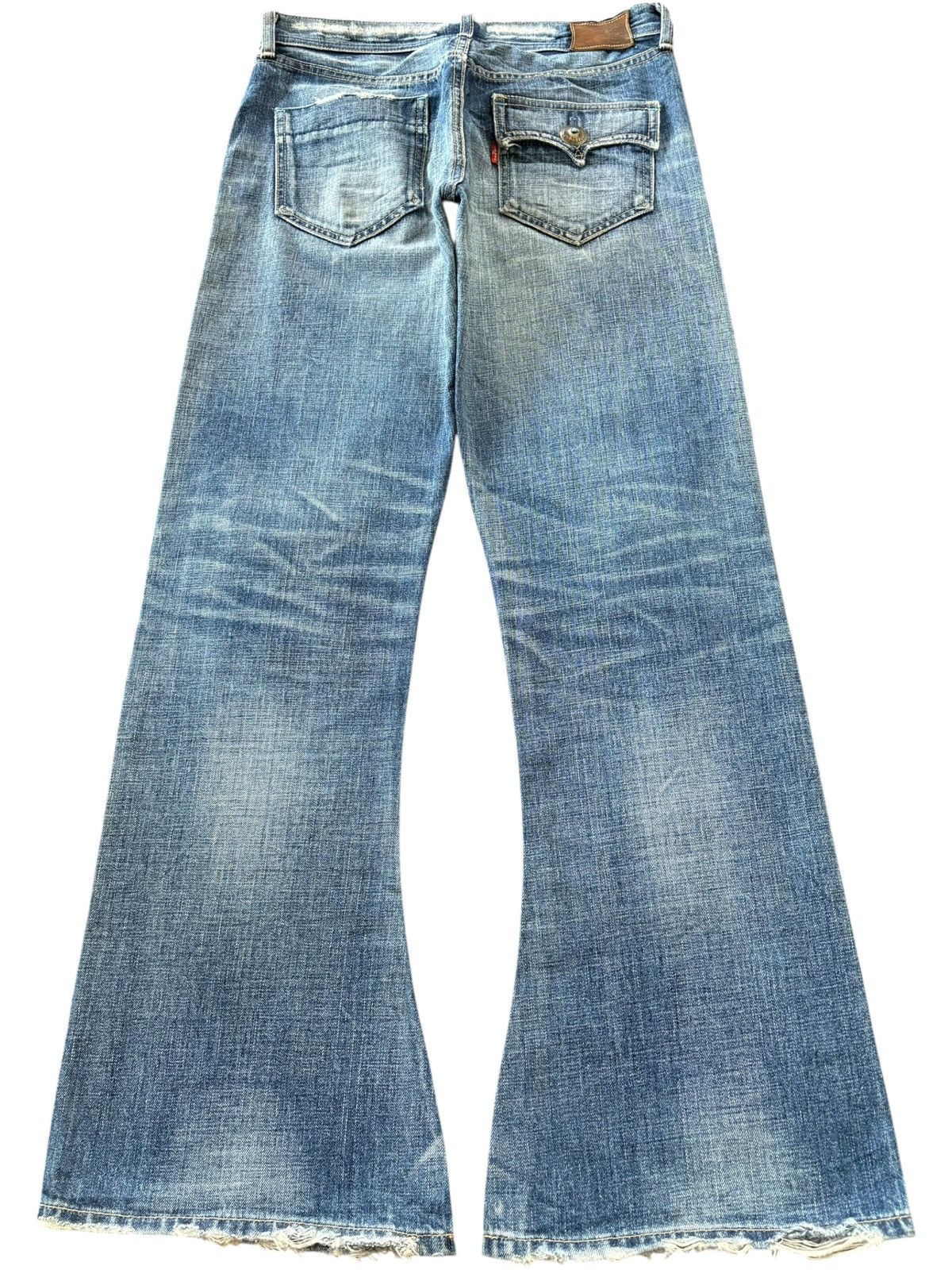 Levi's Vintage 90s Levis 707 Selvedge Distress Flare Jeans Size 30" / US 8 / IT 44 - 3 Thumbnail