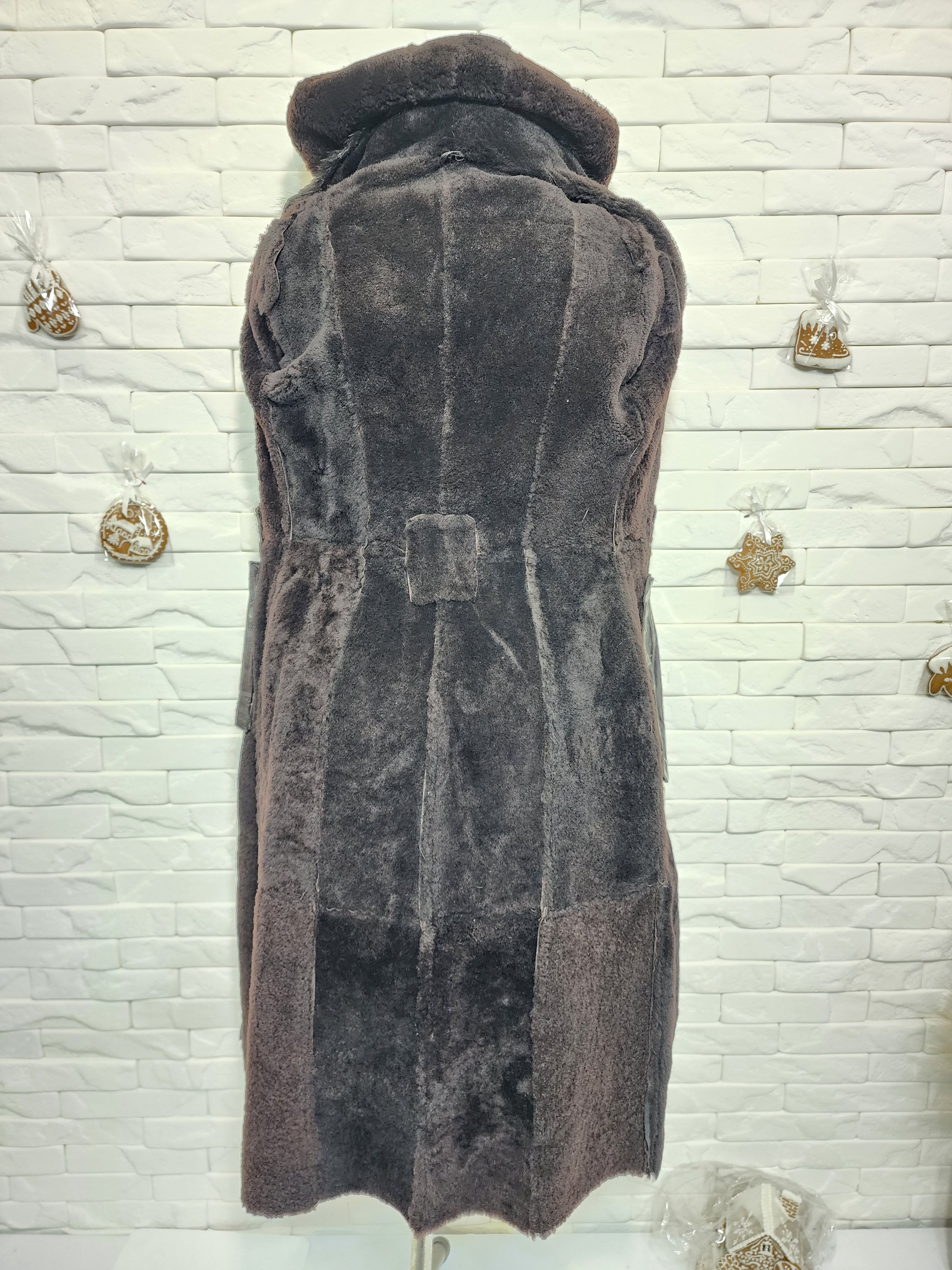 Furla Brown Sheepskin Coat with Hood: Belted Winter Outerwear Size S / US 4 / IT 40 - 8 Thumbnail